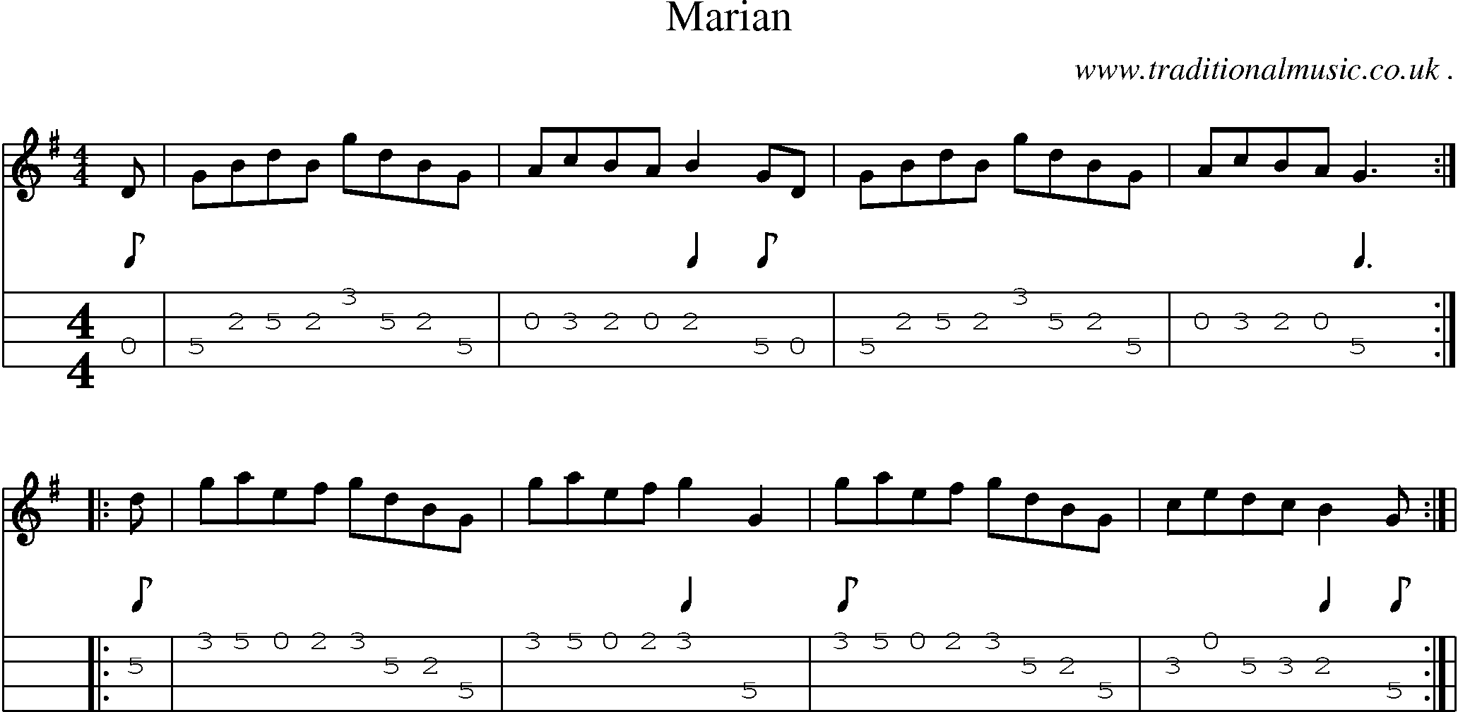 Sheet-Music and Mandolin Tabs for Marian