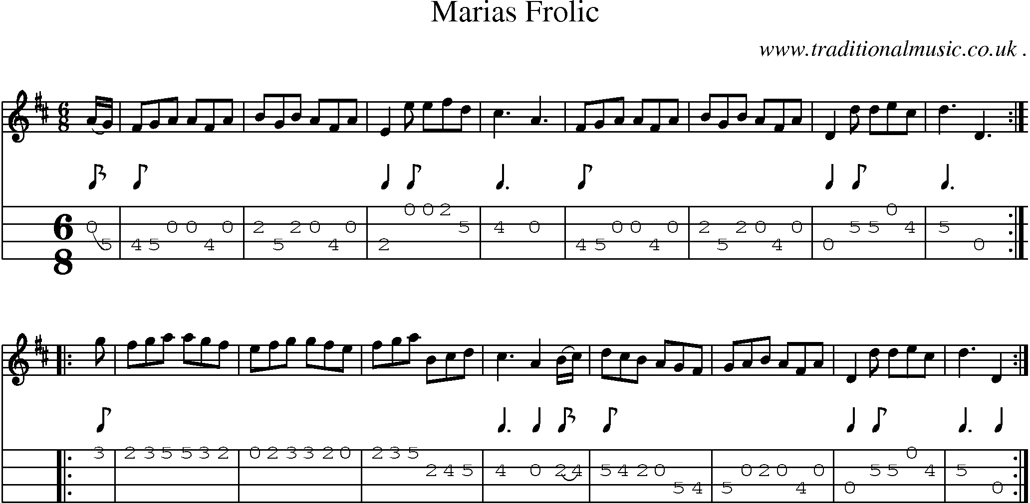 Sheet-Music and Mandolin Tabs for Marias Frolic