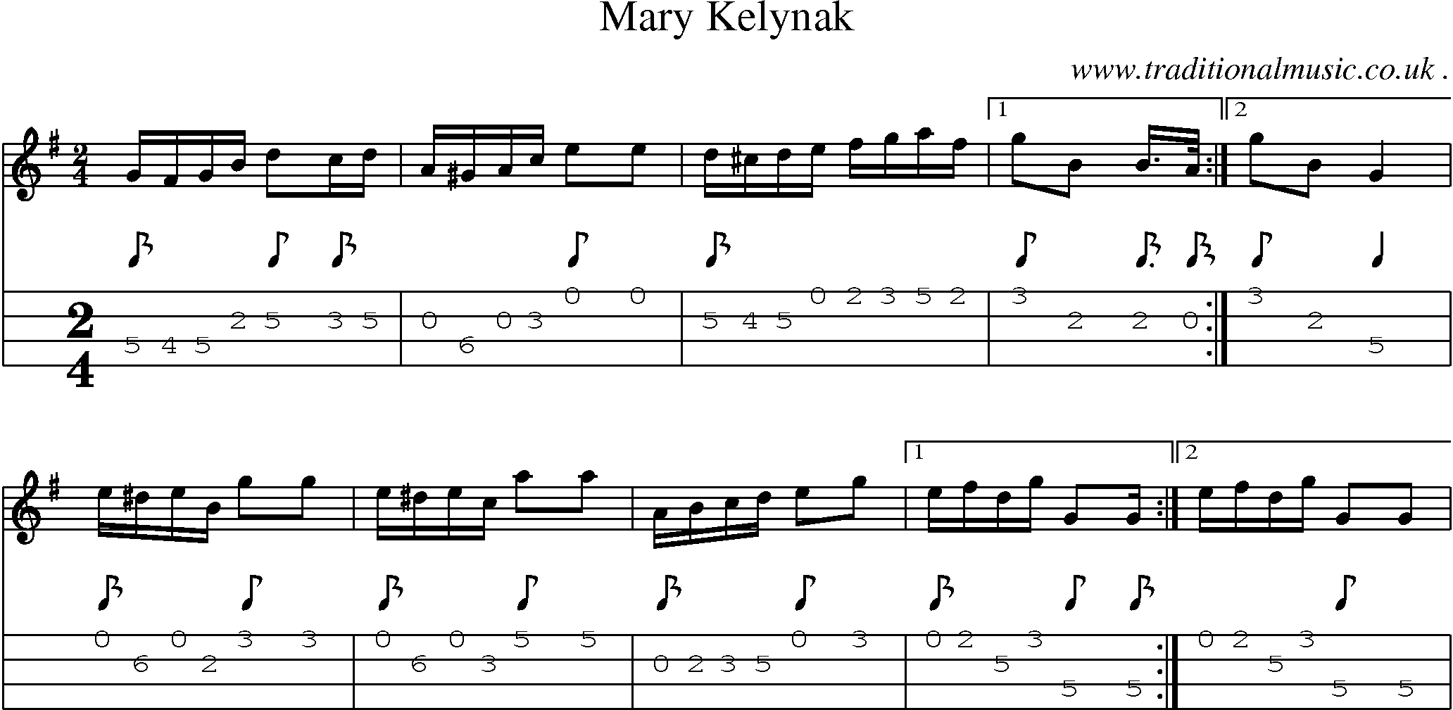 Sheet-Music and Mandolin Tabs for Mary Kelynak