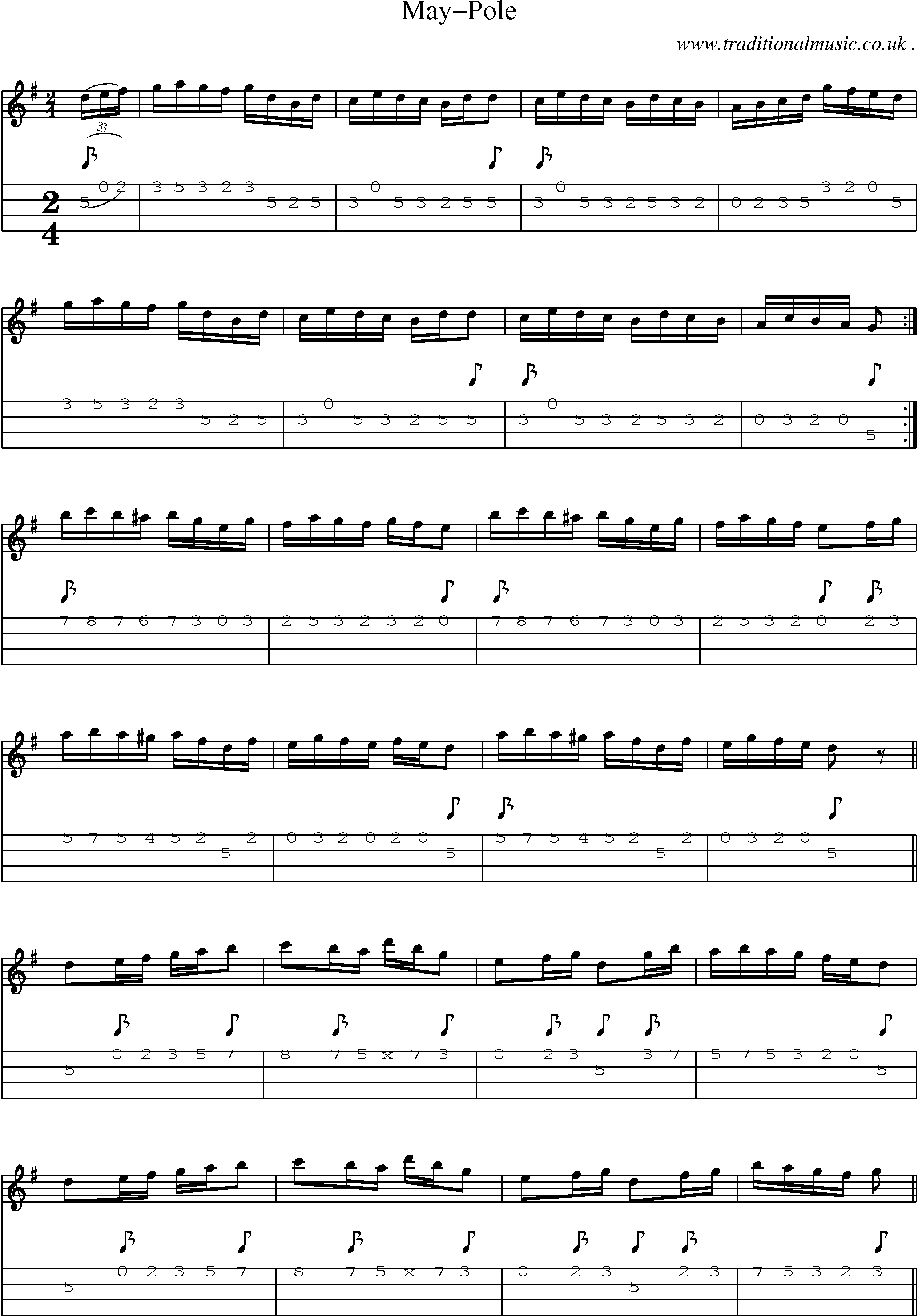 Sheet-Music and Mandolin Tabs for May-pole