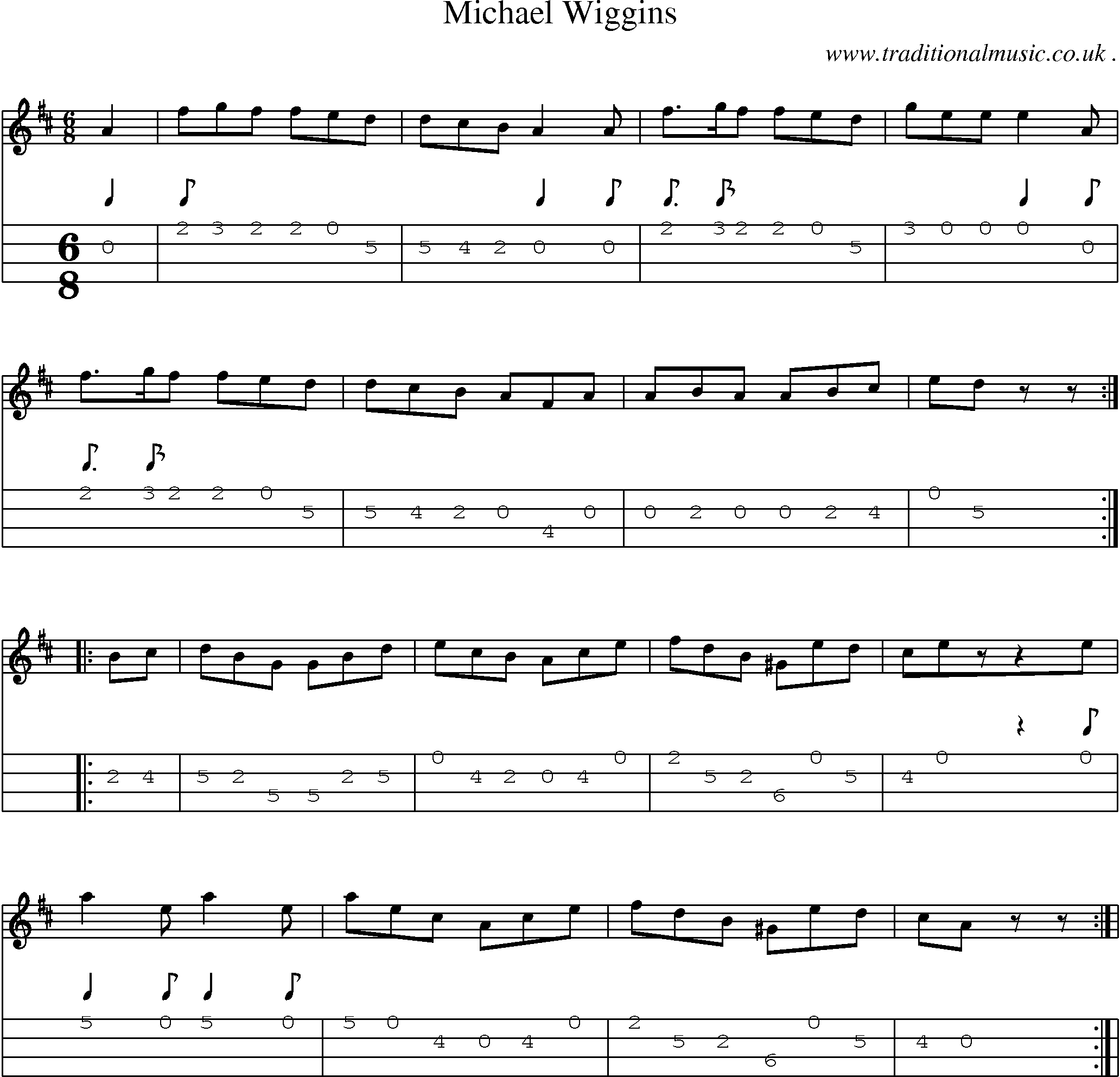Sheet-Music and Mandolin Tabs for Michael Wiggins