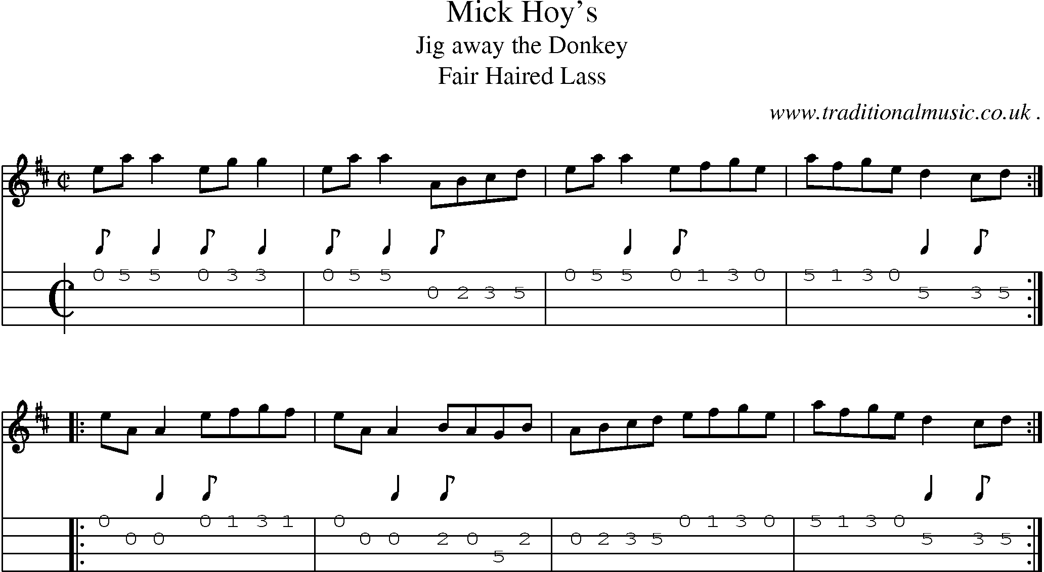 Sheet-Music and Mandolin Tabs for Mick Hoys