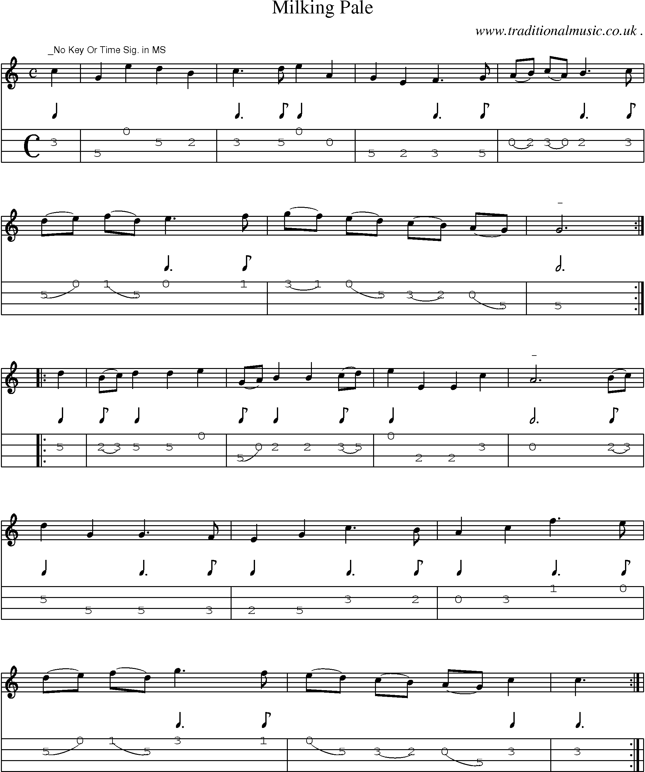 Sheet-Music and Mandolin Tabs for Milking Pale