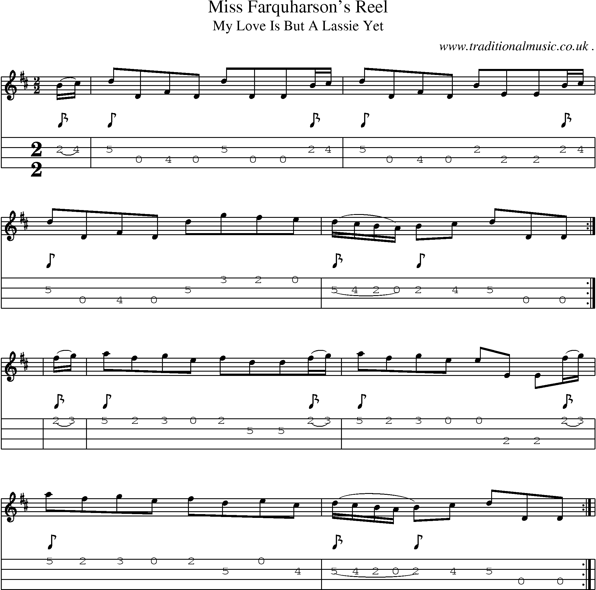 Sheet-Music and Mandolin Tabs for Miss Farquharsons Reel