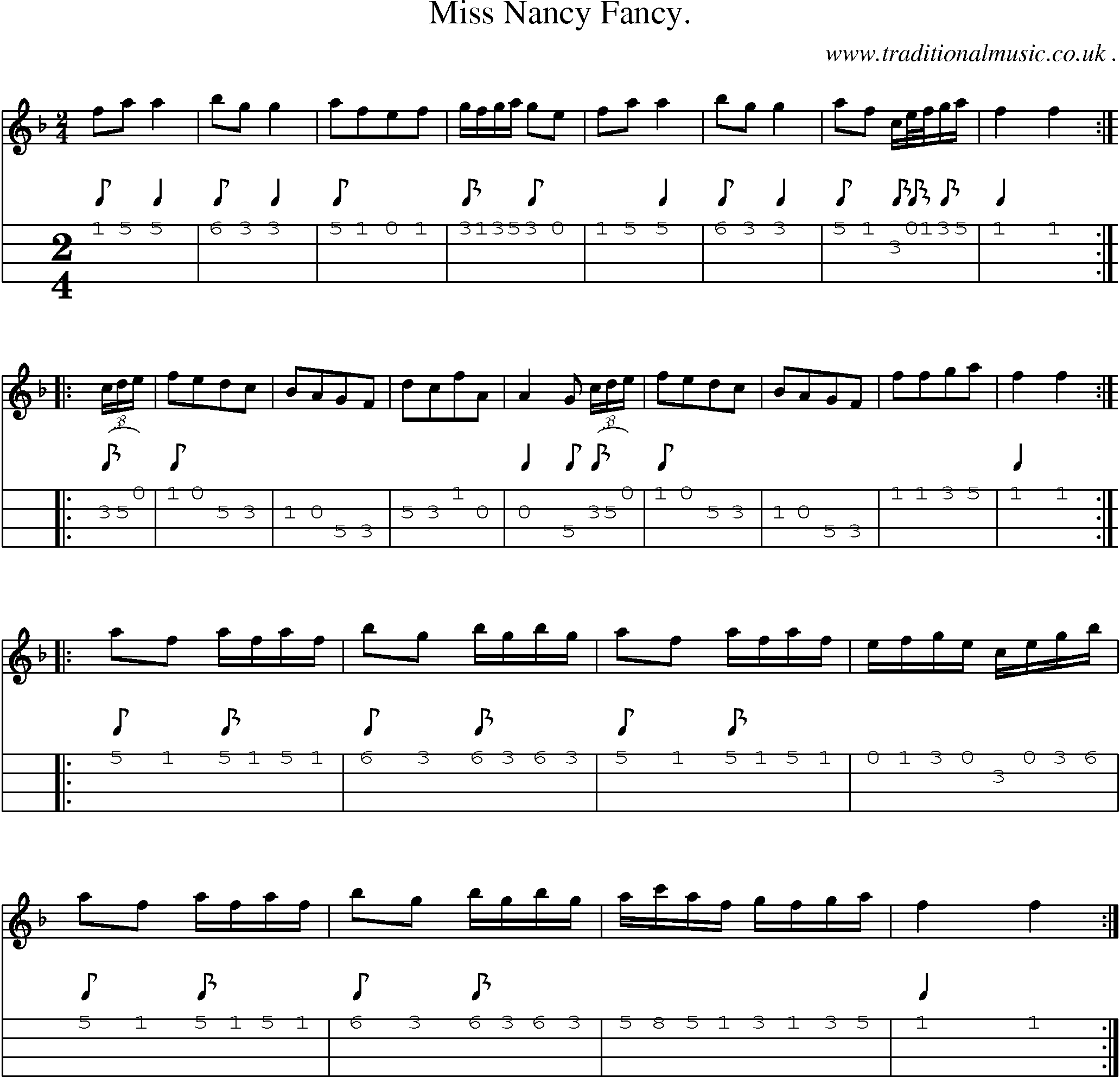 Sheet-Music and Mandolin Tabs for Miss Nancy Fancy