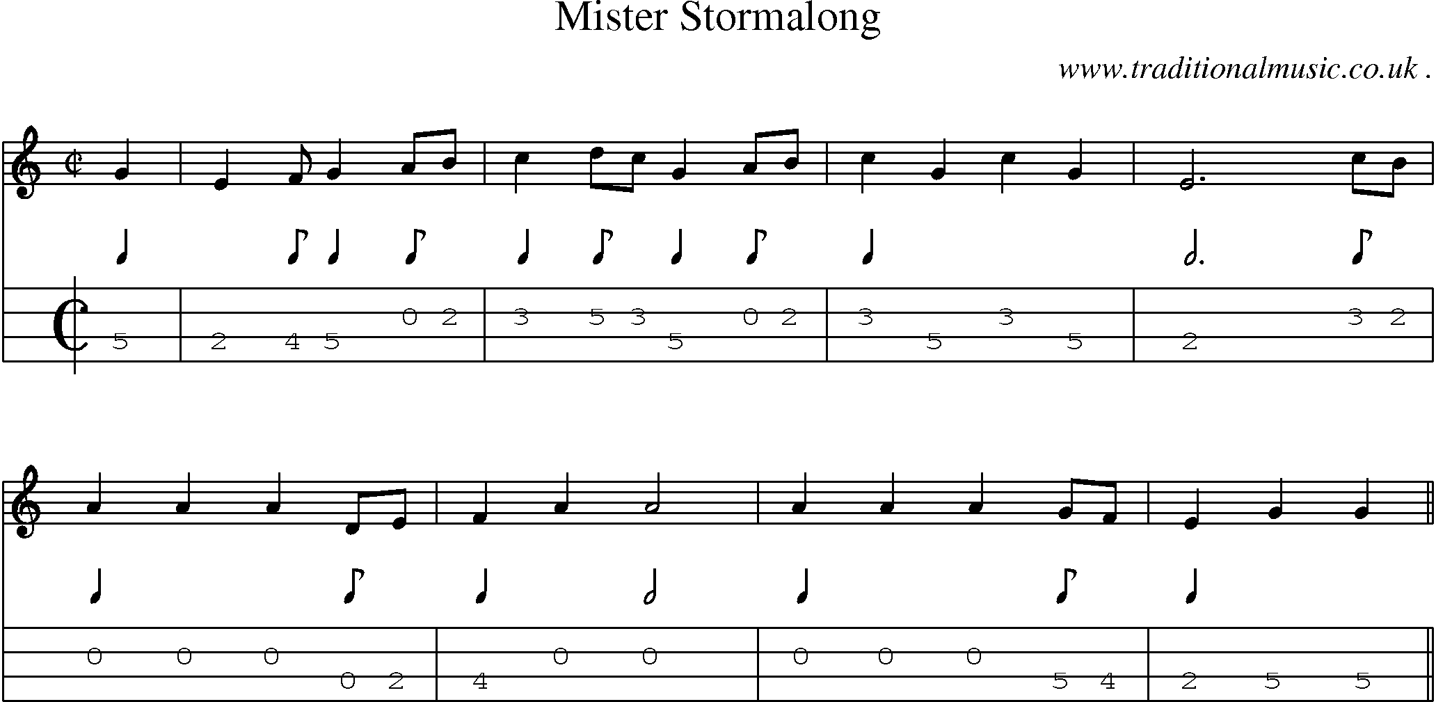 Sheet-Music and Mandolin Tabs for Mister Stormalong