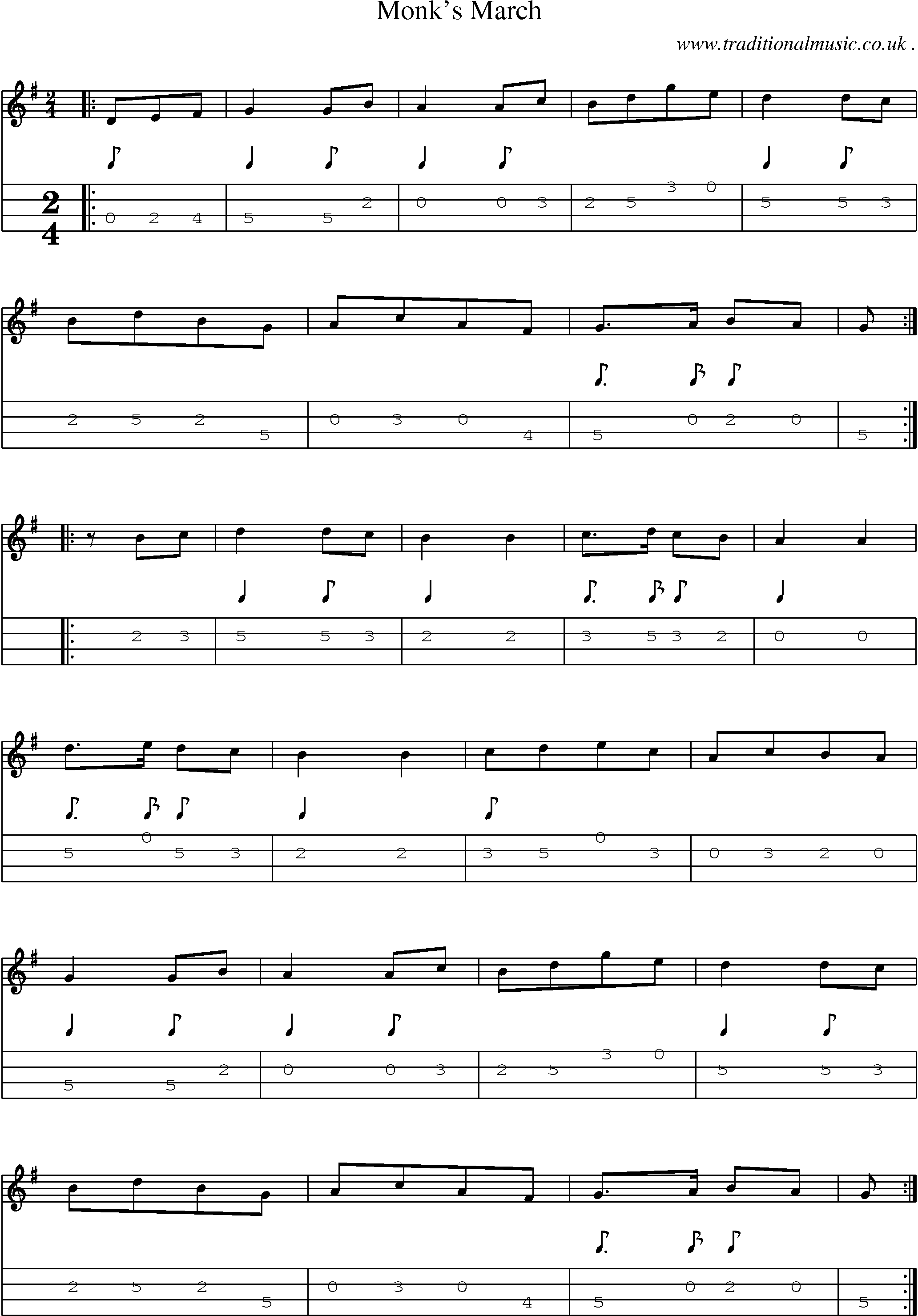 Sheet-Music and Mandolin Tabs for Monks March