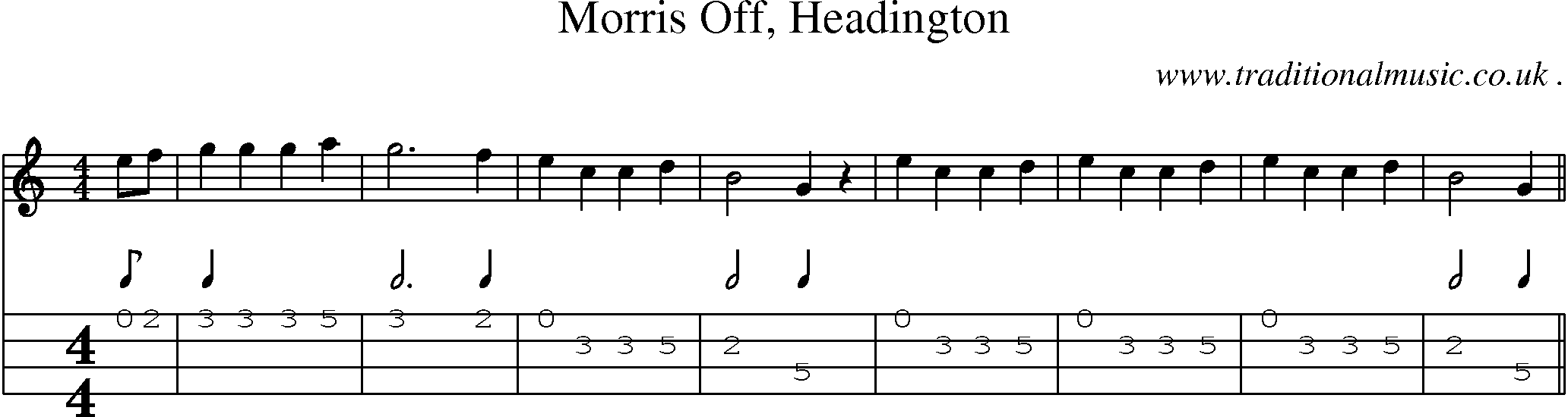Sheet-Music and Mandolin Tabs for Morris Off Headington