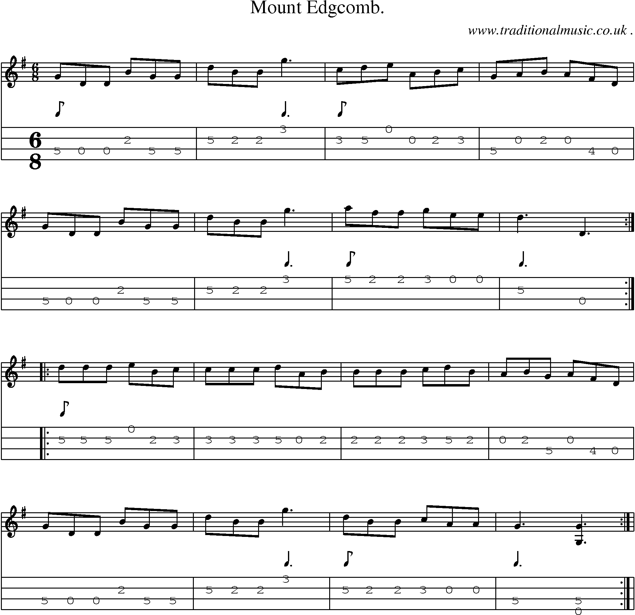 Sheet-Music and Mandolin Tabs for Mount Edgcomb