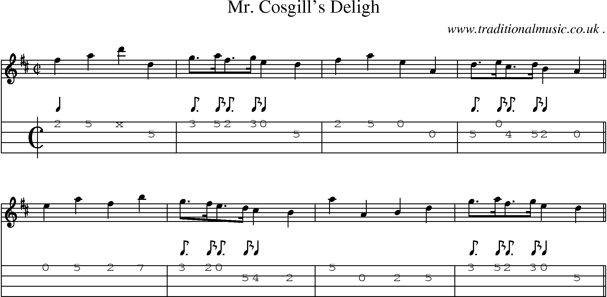 Sheet-Music and Mandolin Tabs for Mr Cosgills Deligh