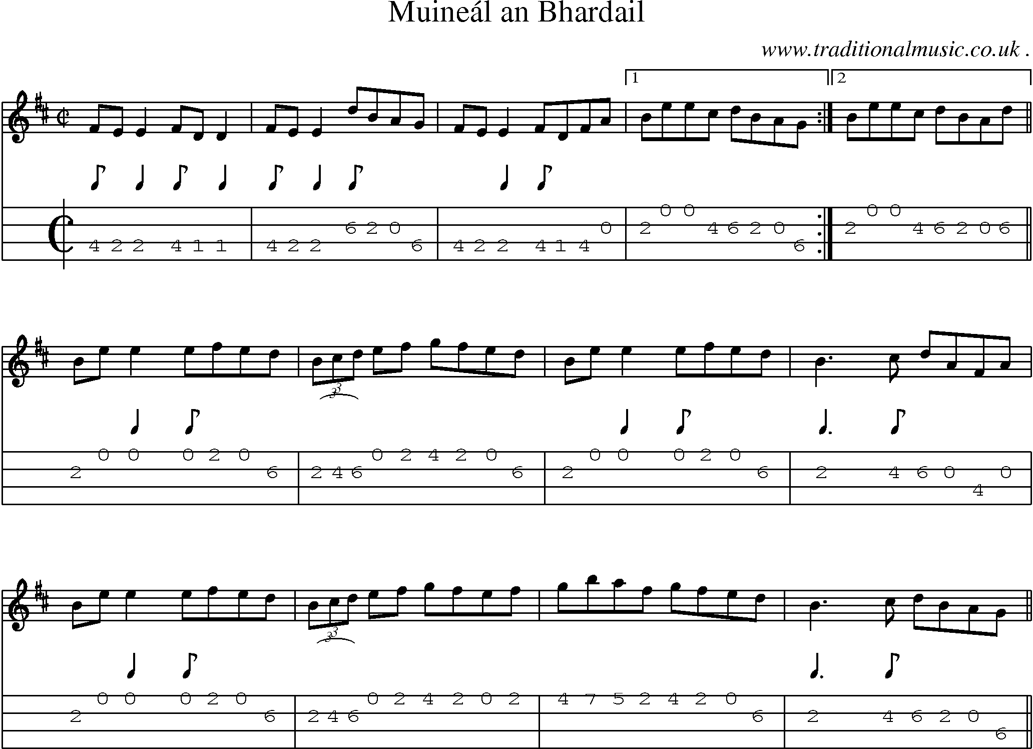 Sheet-Music and Mandolin Tabs for Muineal An Bhardail