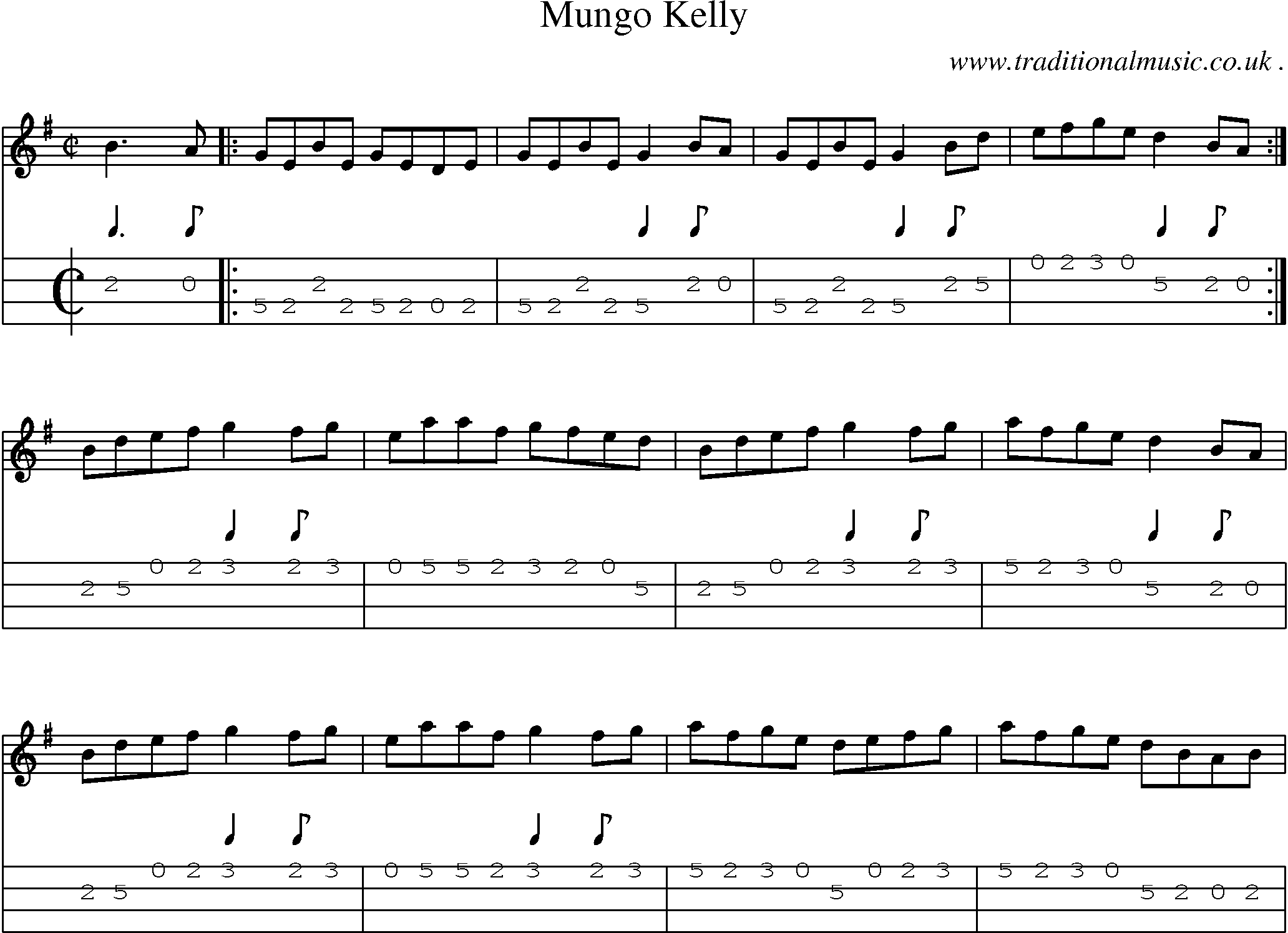 Sheet-Music and Mandolin Tabs for Mungo Kelly