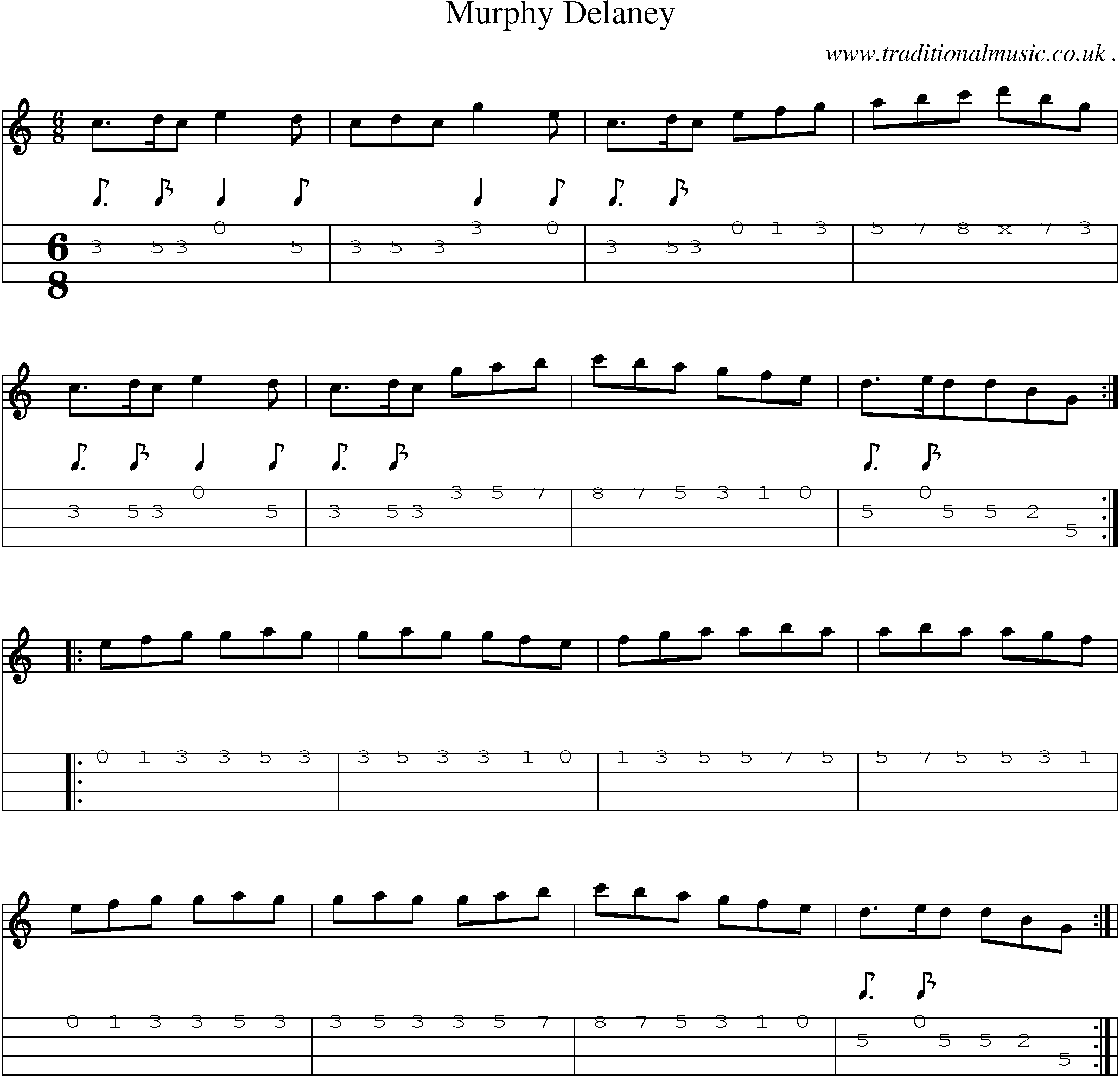 Sheet-Music and Mandolin Tabs for Murphy Delaney