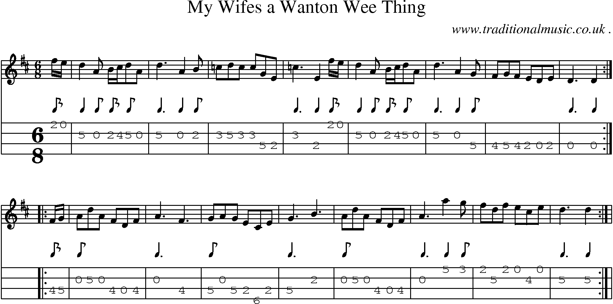 Sheet-Music and Mandolin Tabs for My Wifes A Wanton Wee Thing
