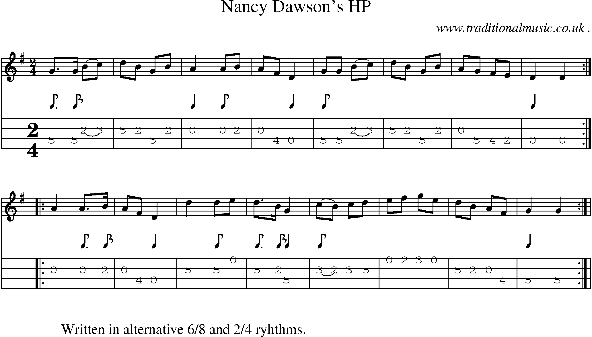 Sheet-Music and Mandolin Tabs for Nancy Dawsons Hp