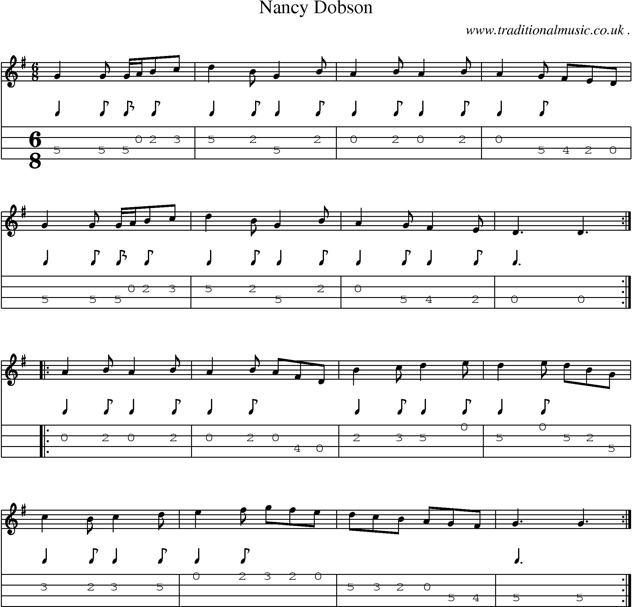 Sheet-Music and Mandolin Tabs for Nancy Dobson