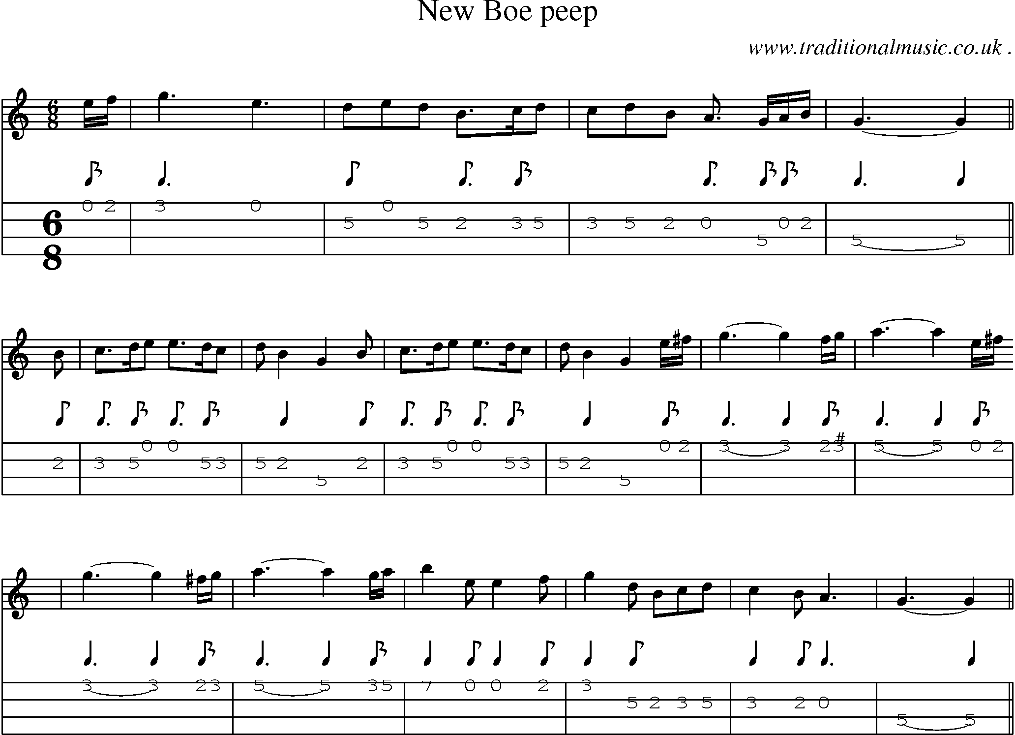 Sheet-Music and Mandolin Tabs for New Boe Peep