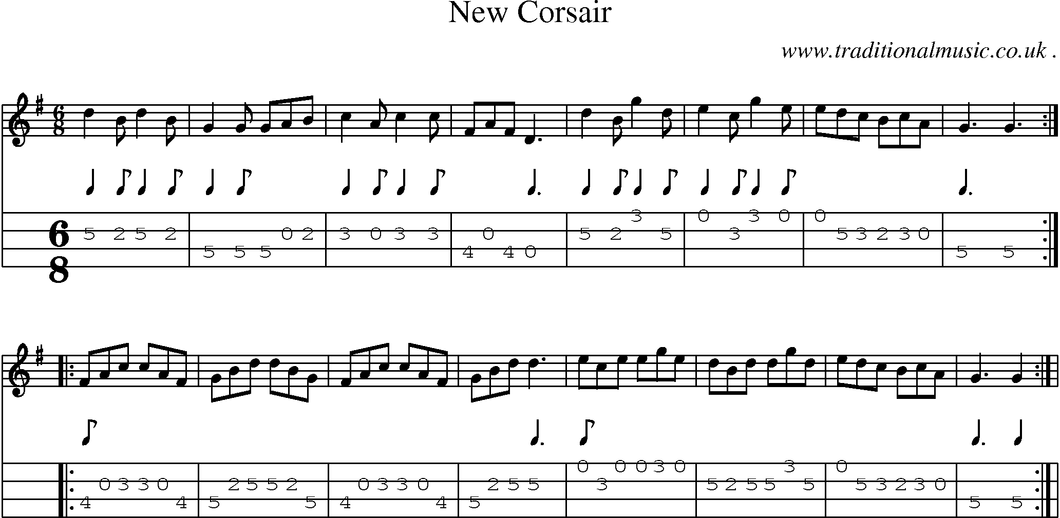 Sheet-Music and Mandolin Tabs for New Corsair