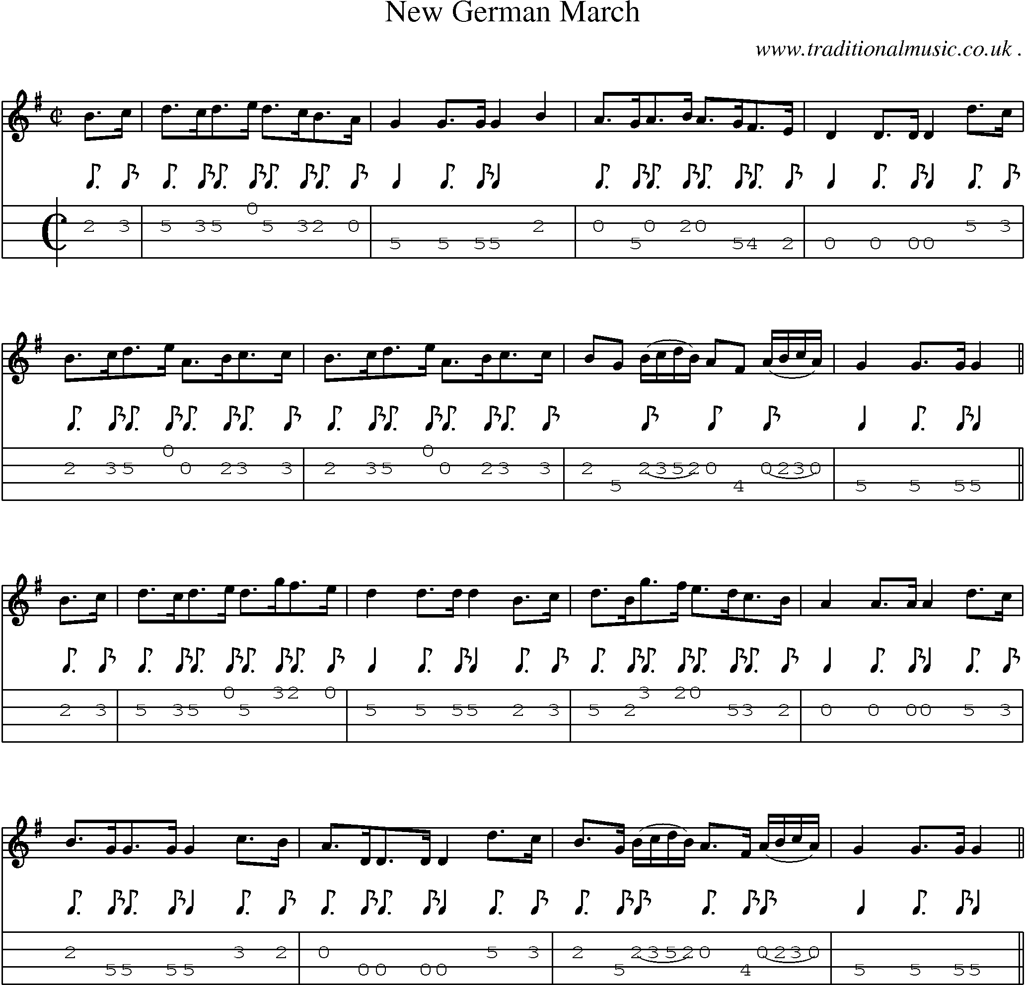 Sheet-Music and Mandolin Tabs for New German March 