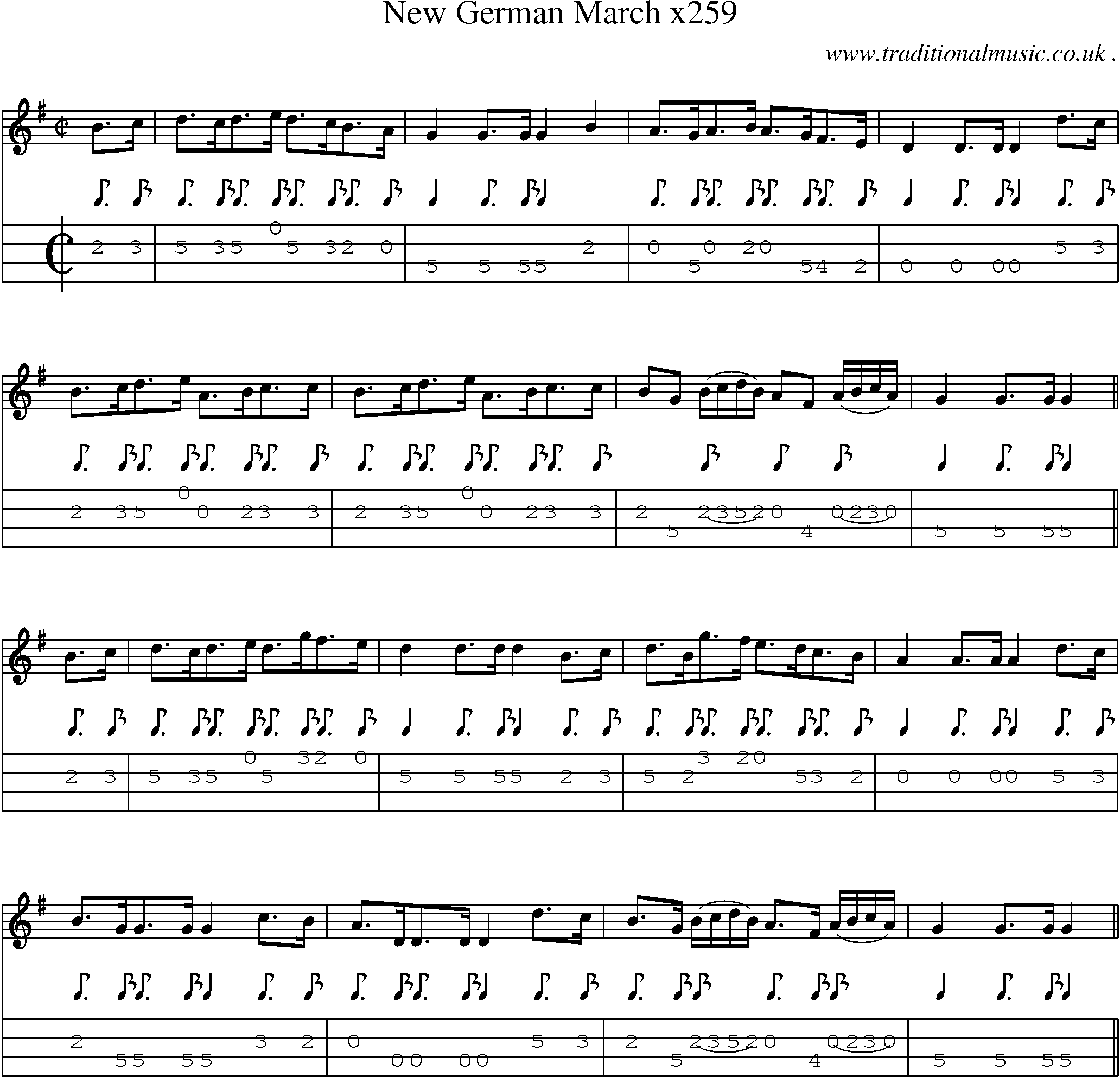 Sheet-Music and Mandolin Tabs for New German March X259
