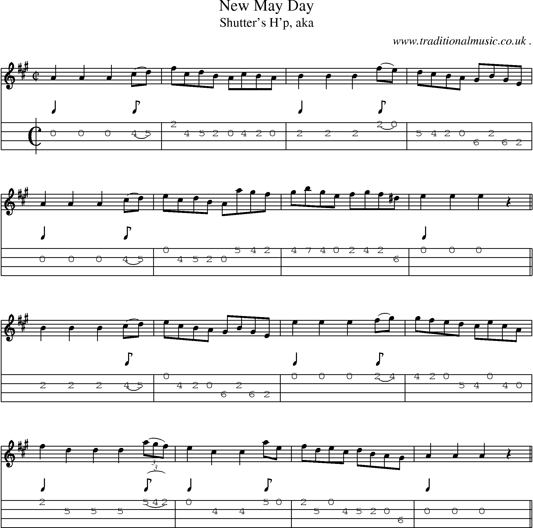 Sheet-Music and Mandolin Tabs for New May Day