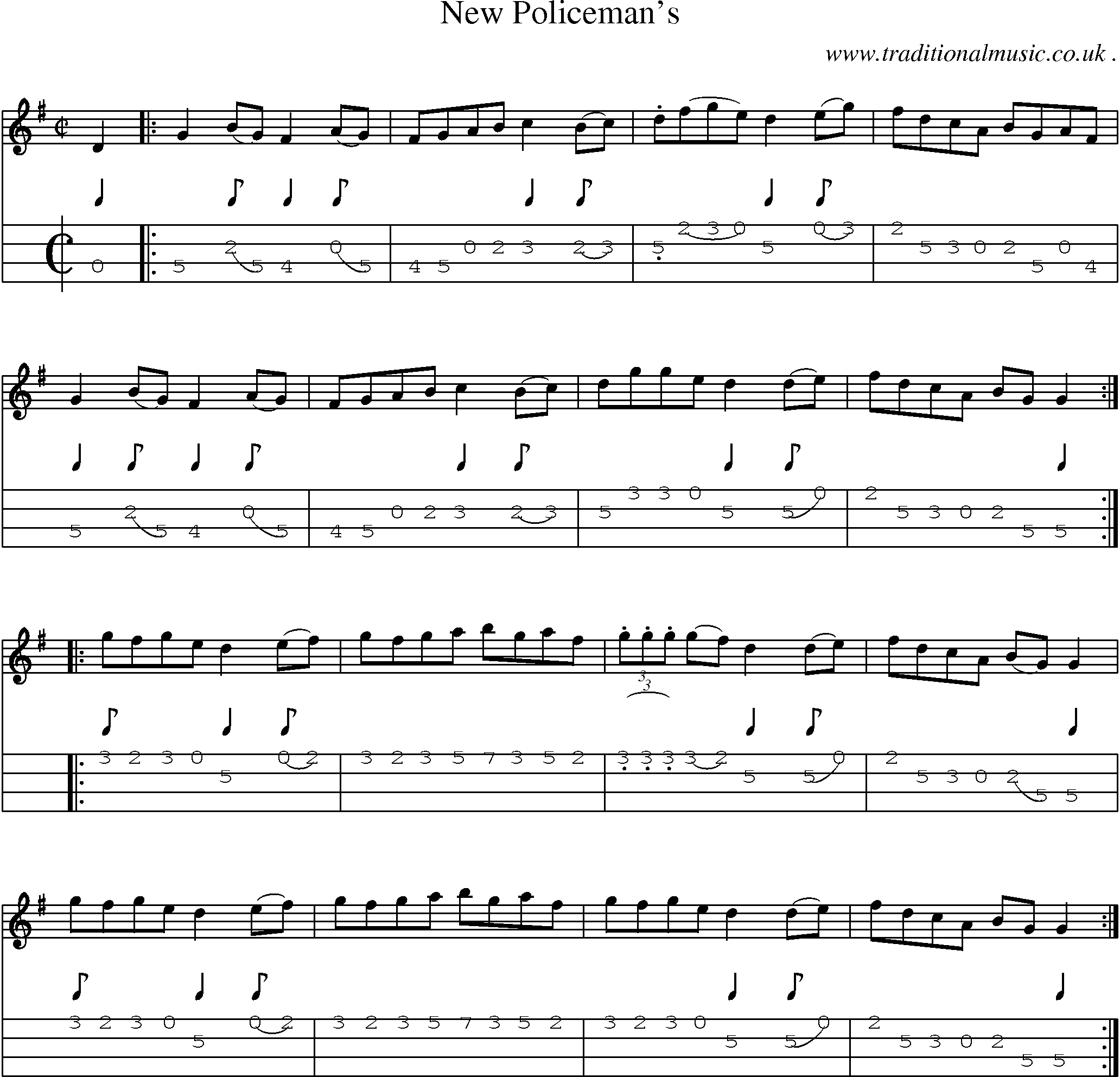 Sheet-Music and Mandolin Tabs for New Policemans