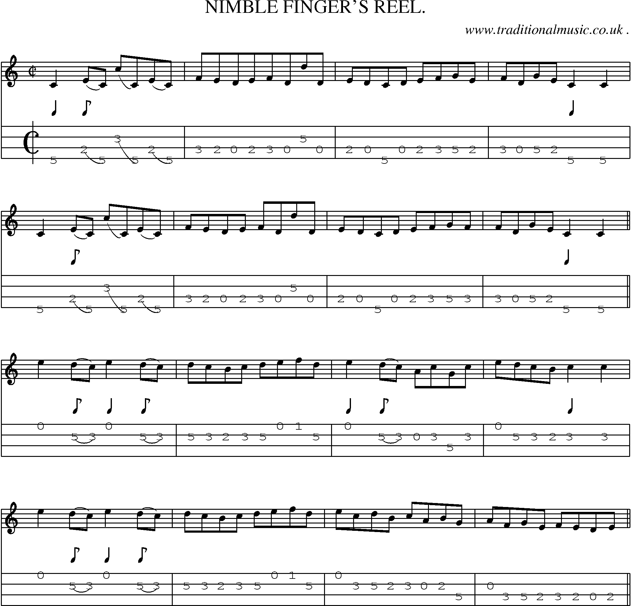 Sheet-Music and Mandolin Tabs for Nimble Fingers Reel