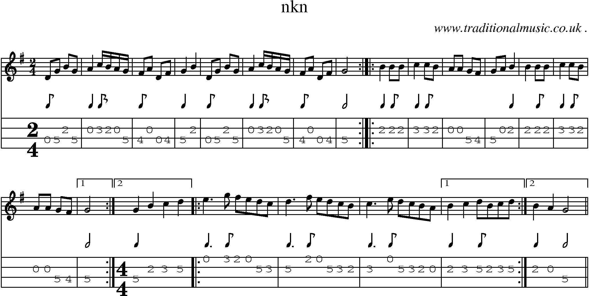 Sheet-Music and Mandolin Tabs for Nkn
