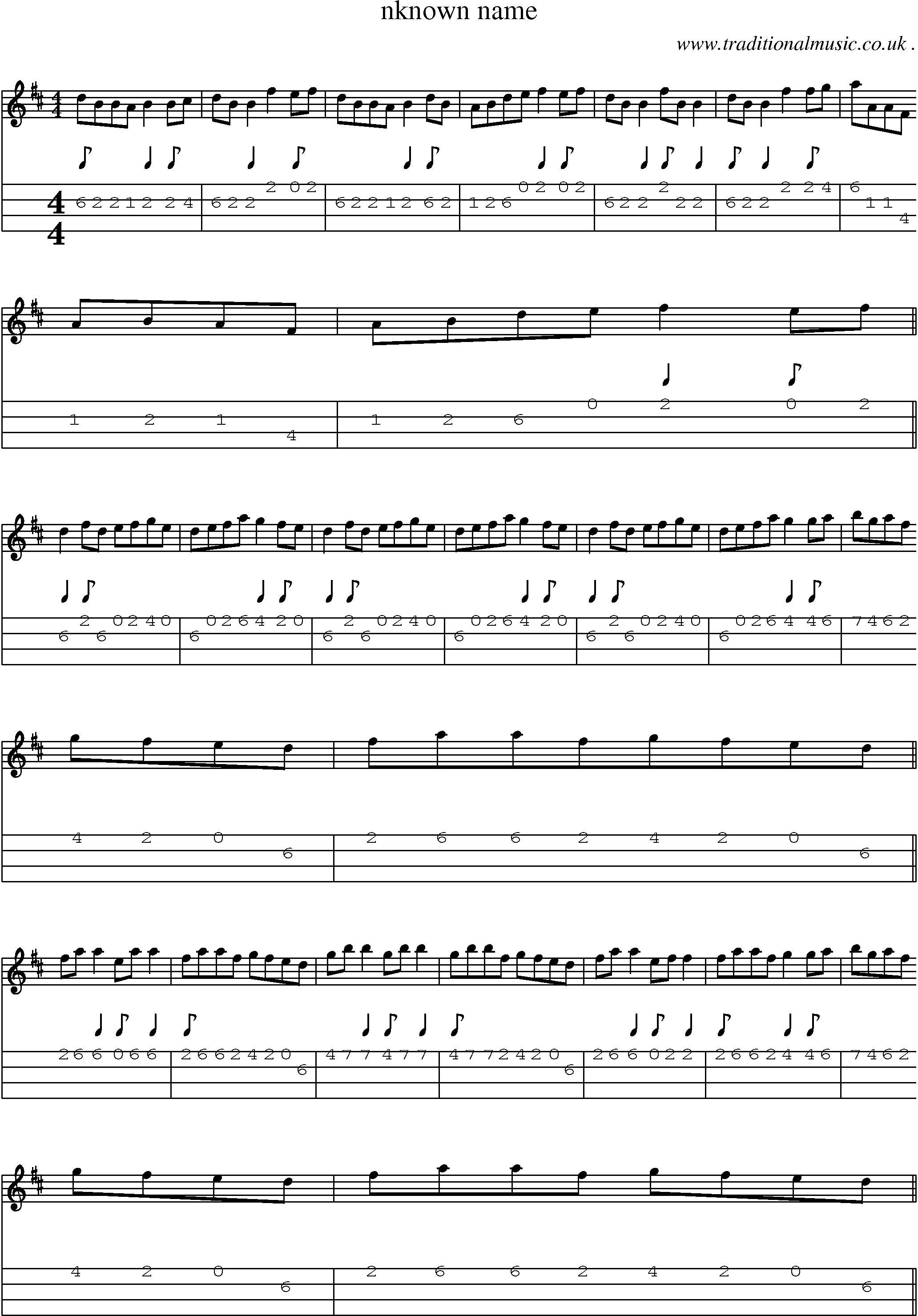 Sheet-Music and Mandolin Tabs for Nknown Name