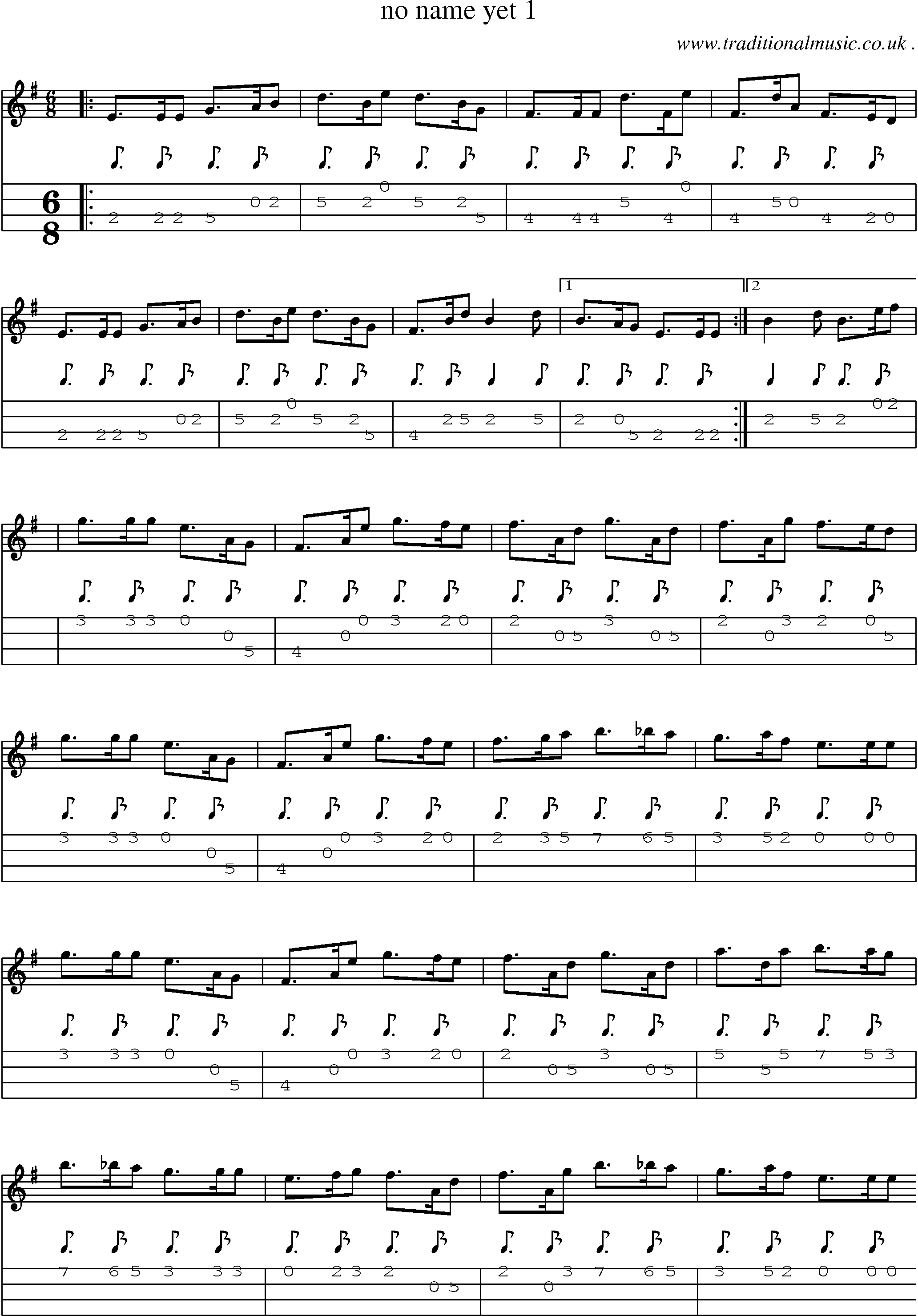 Sheet-Music and Mandolin Tabs for No Name Yet 1