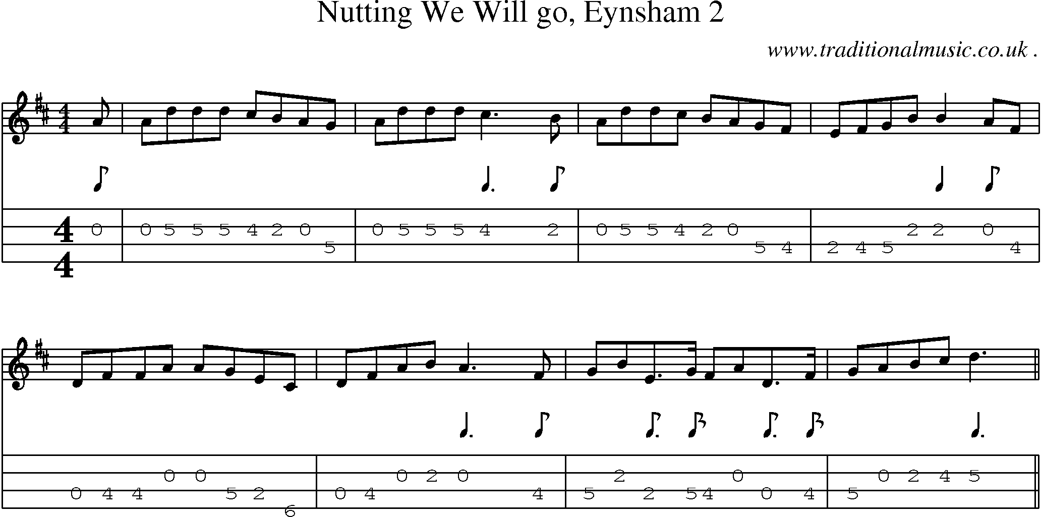 Sheet-Music and Mandolin Tabs for Nutting We Will Go Eynsham 2