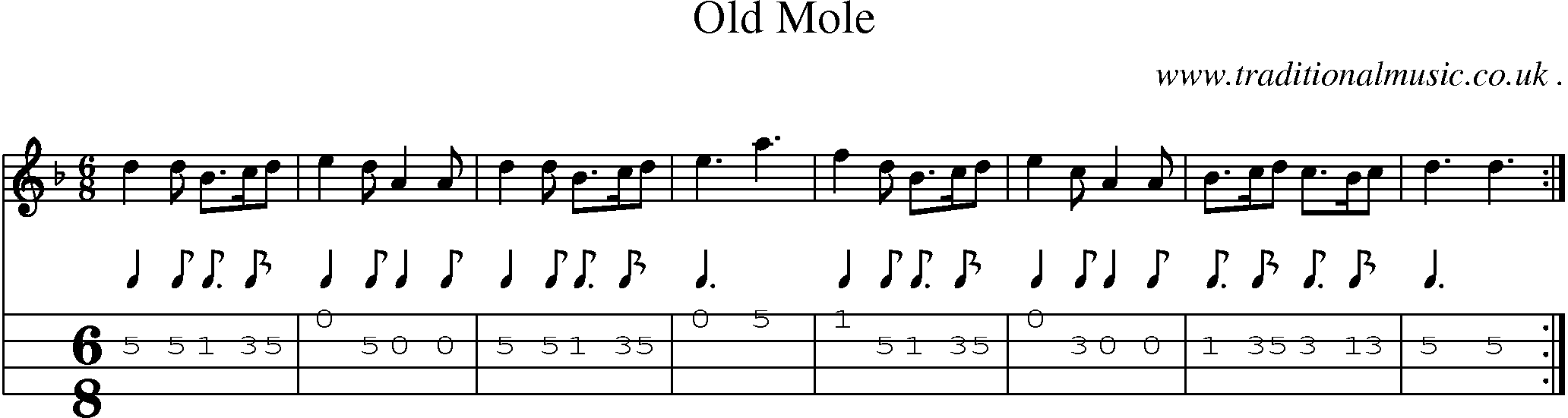 Sheet-Music and Mandolin Tabs for Old Mole