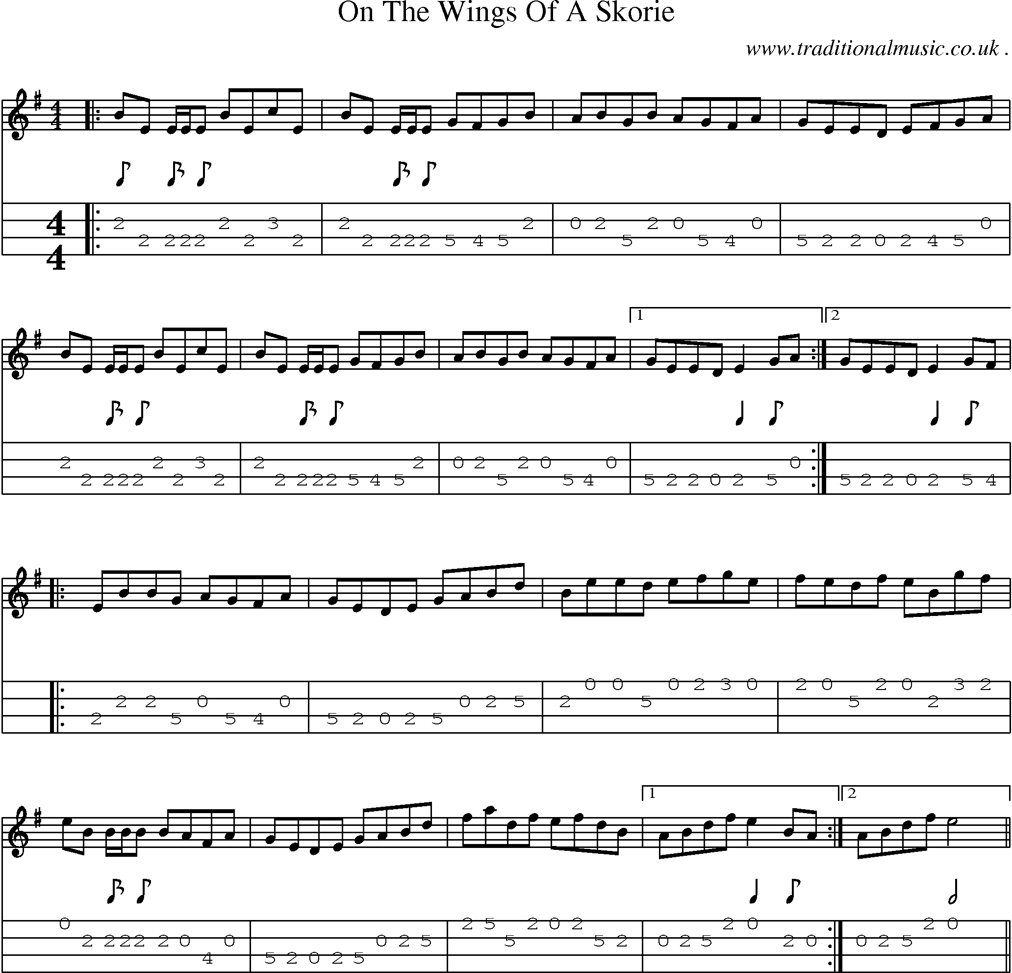 Sheet-Music and Mandolin Tabs for On The Wings Of A Skorie