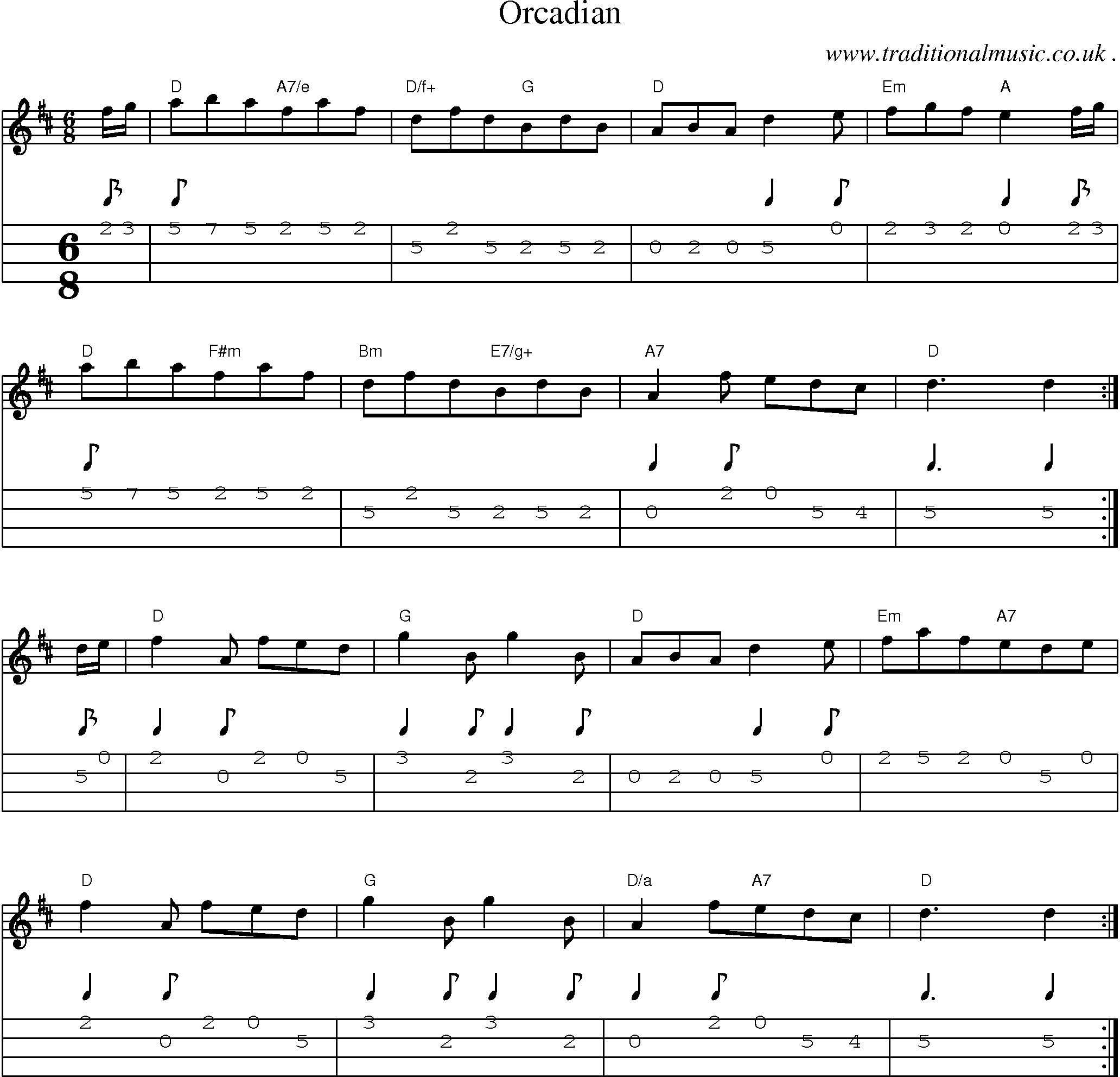 Sheet-Music and Mandolin Tabs for Orcadian