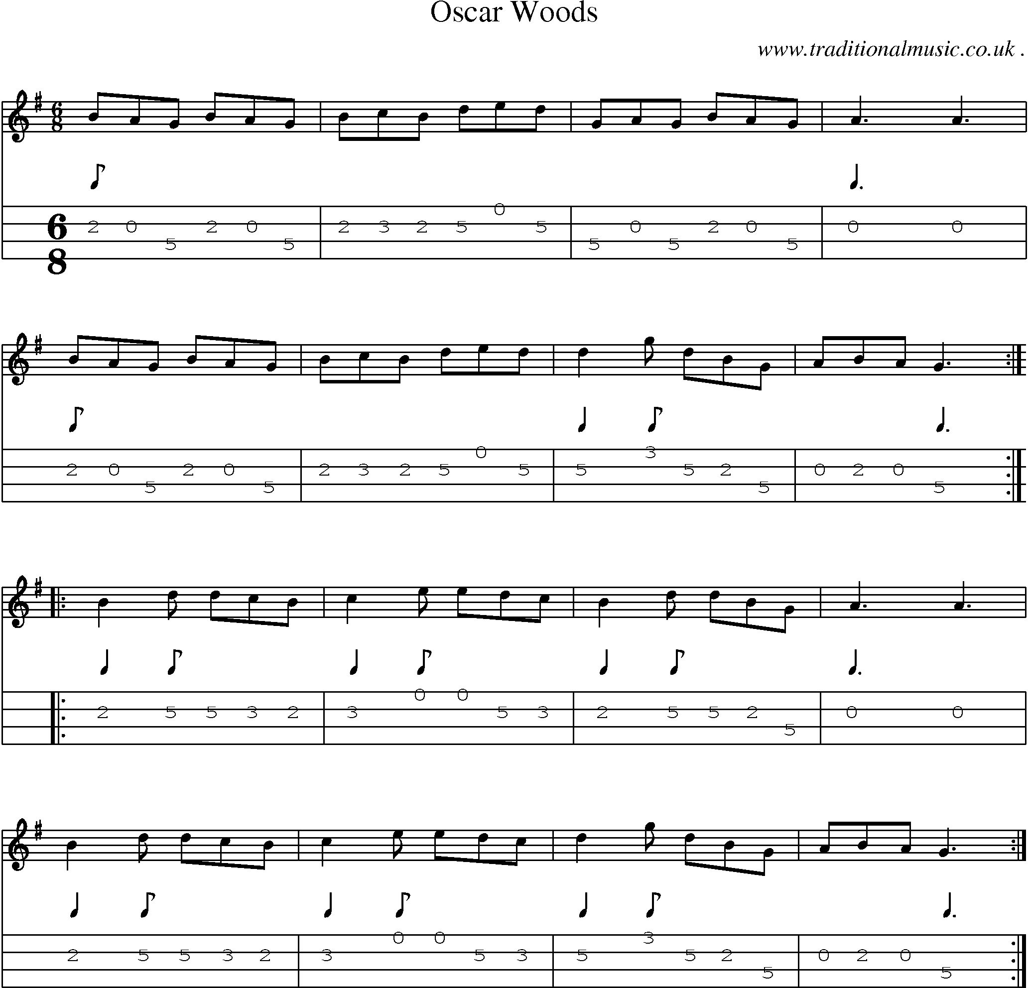 Sheet-Music and Mandolin Tabs for Oscar Woods