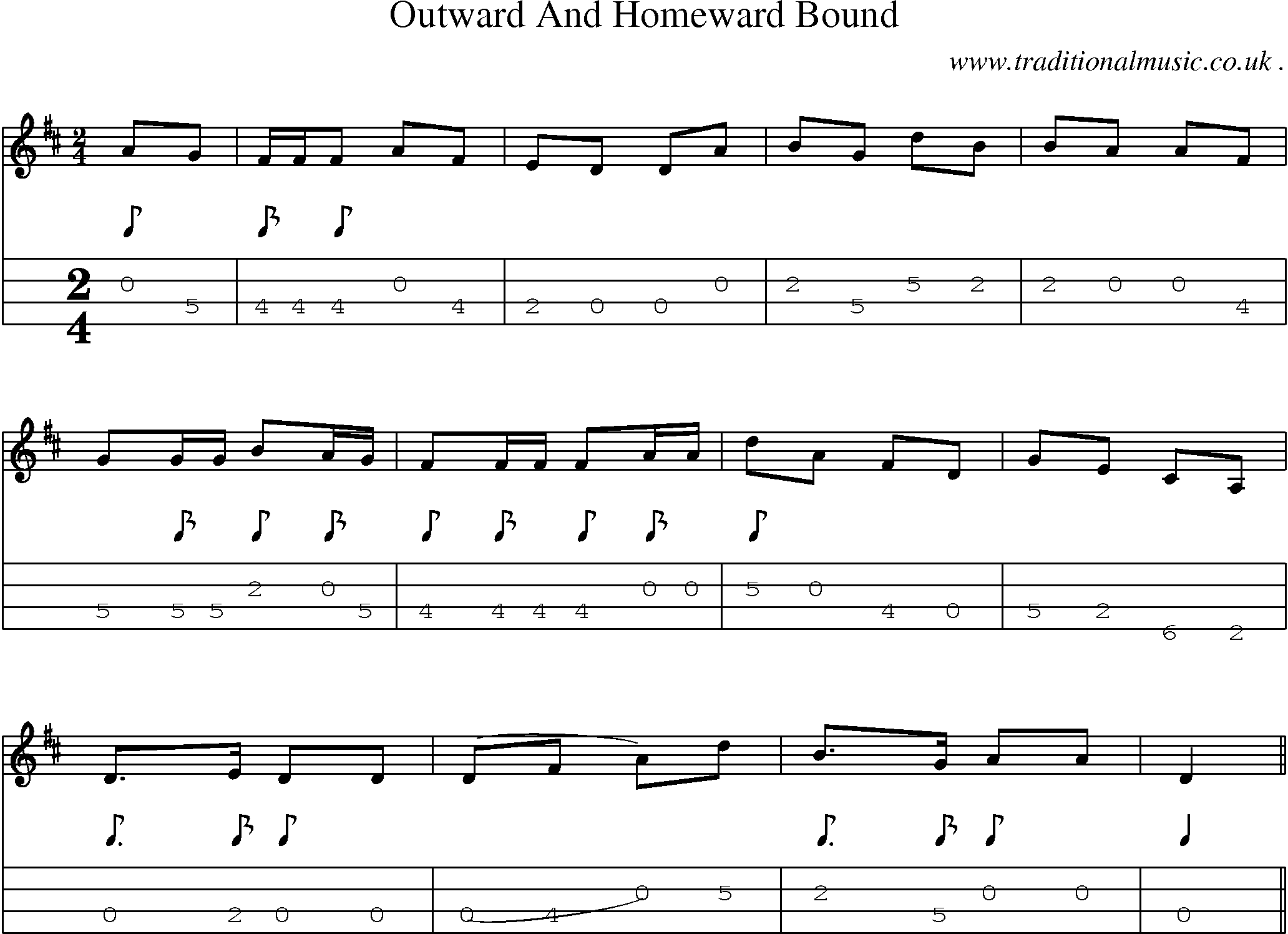 Sheet-Music and Mandolin Tabs for Outward And Homeward Bound