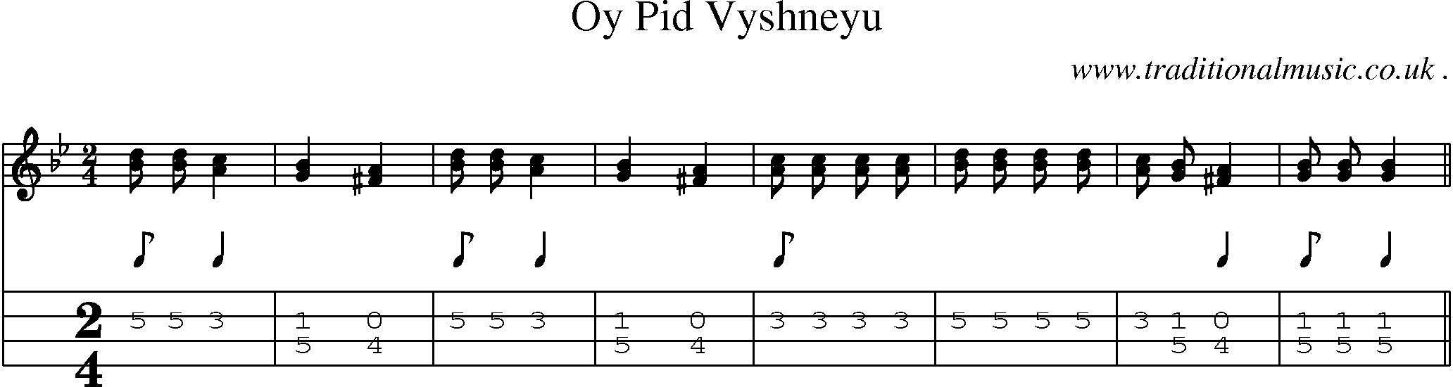 Sheet-Music and Mandolin Tabs for Oy Pid Vyshneyu