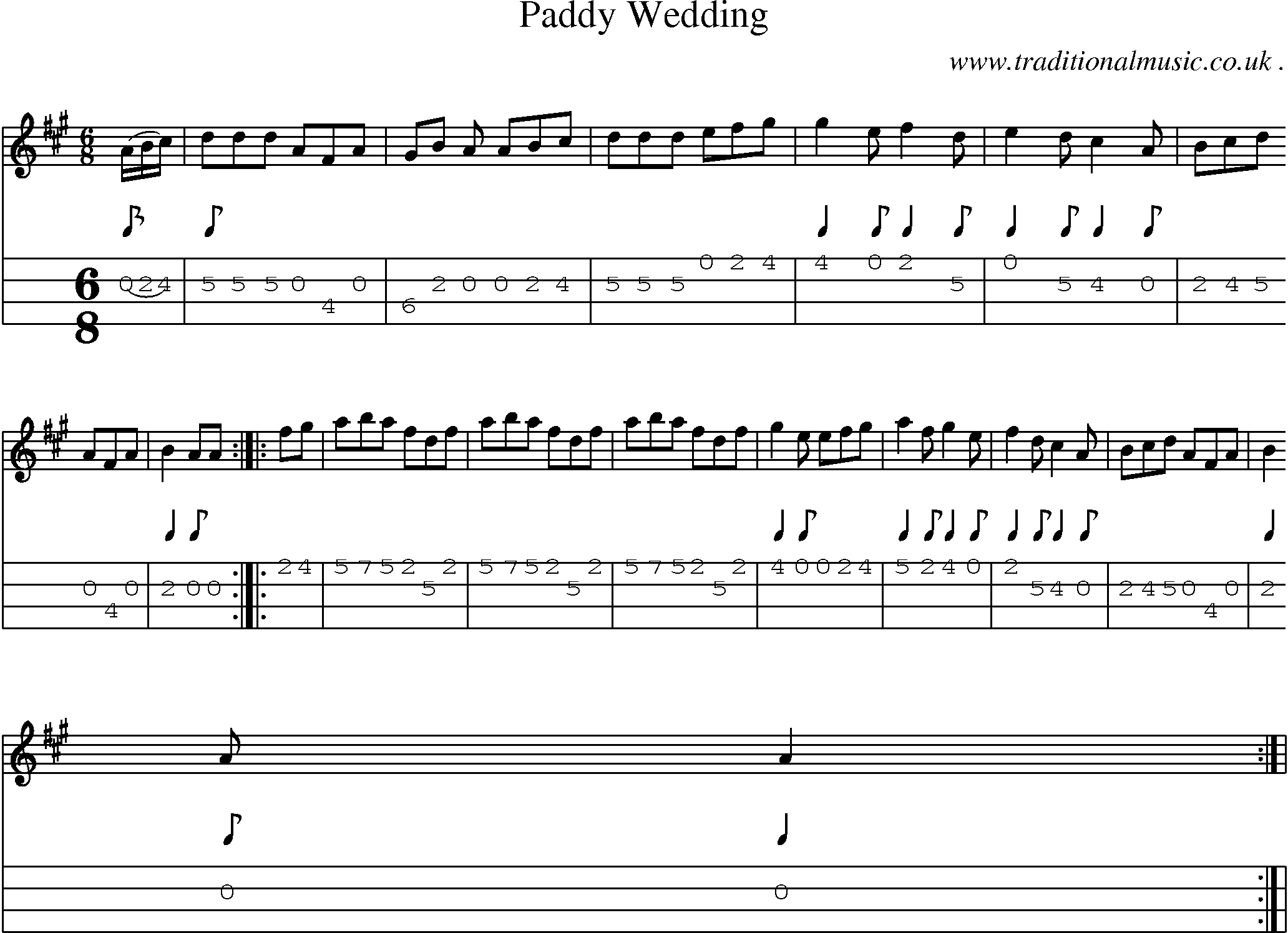 Sheet-Music and Mandolin Tabs for Paddy Wedding