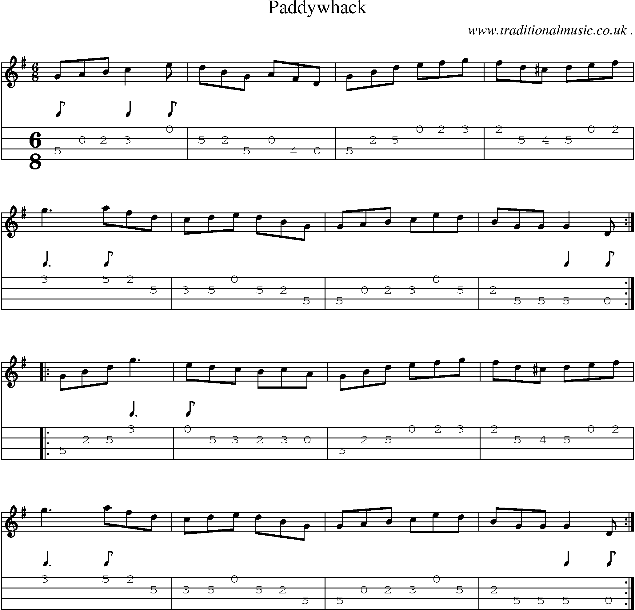 Sheet-Music and Mandolin Tabs for Paddywhack