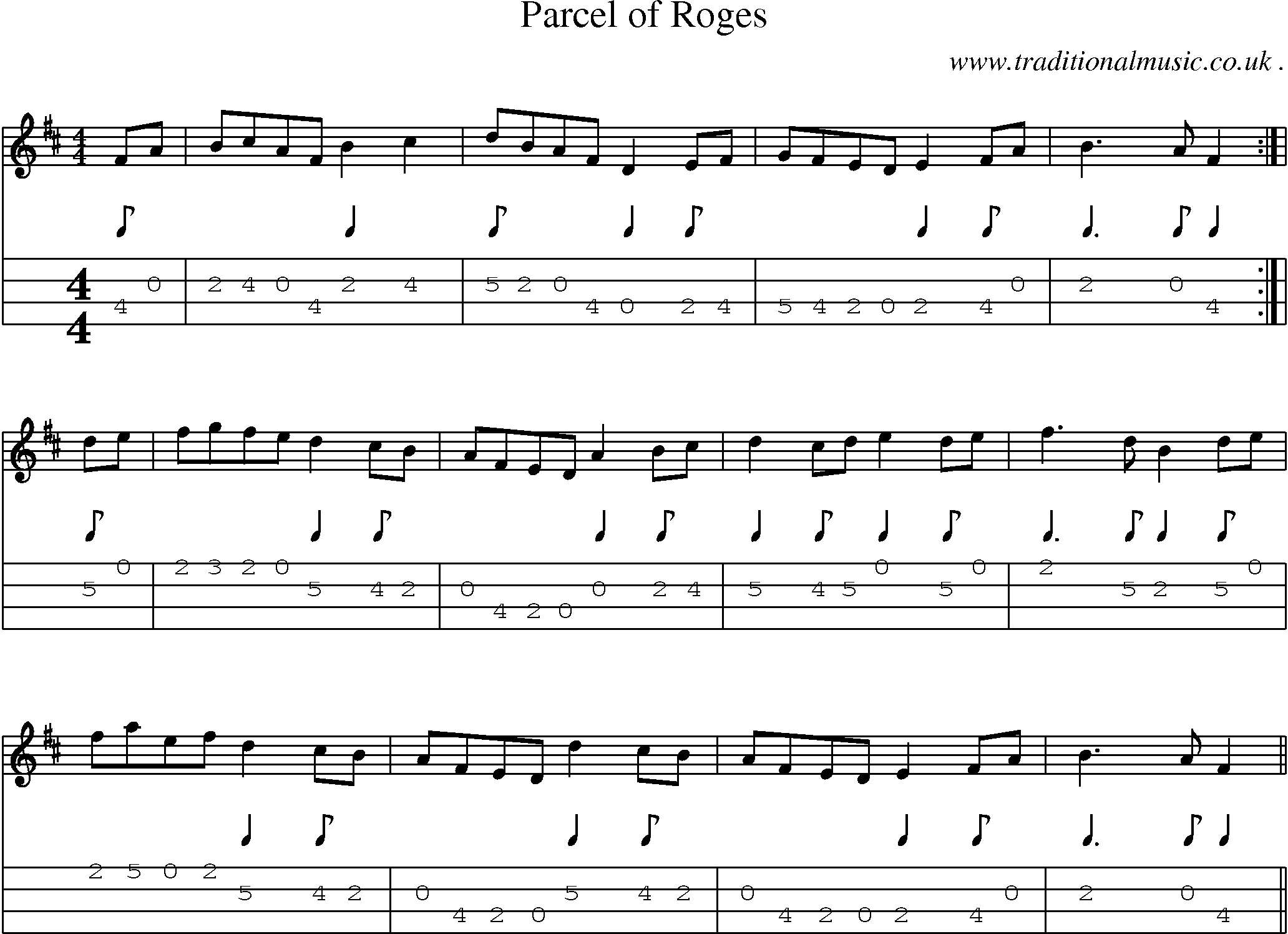Sheet-Music and Mandolin Tabs for Parcel Of Roges