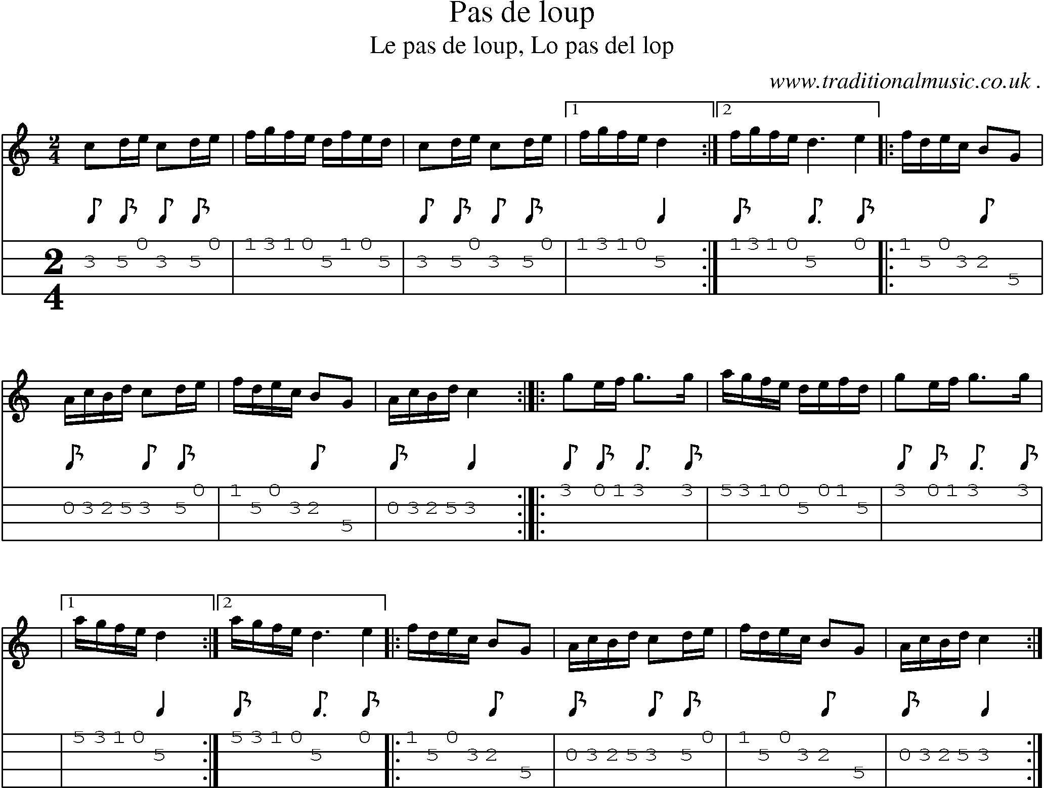 Sheet-Music and Mandolin Tabs for Pas De Loup
