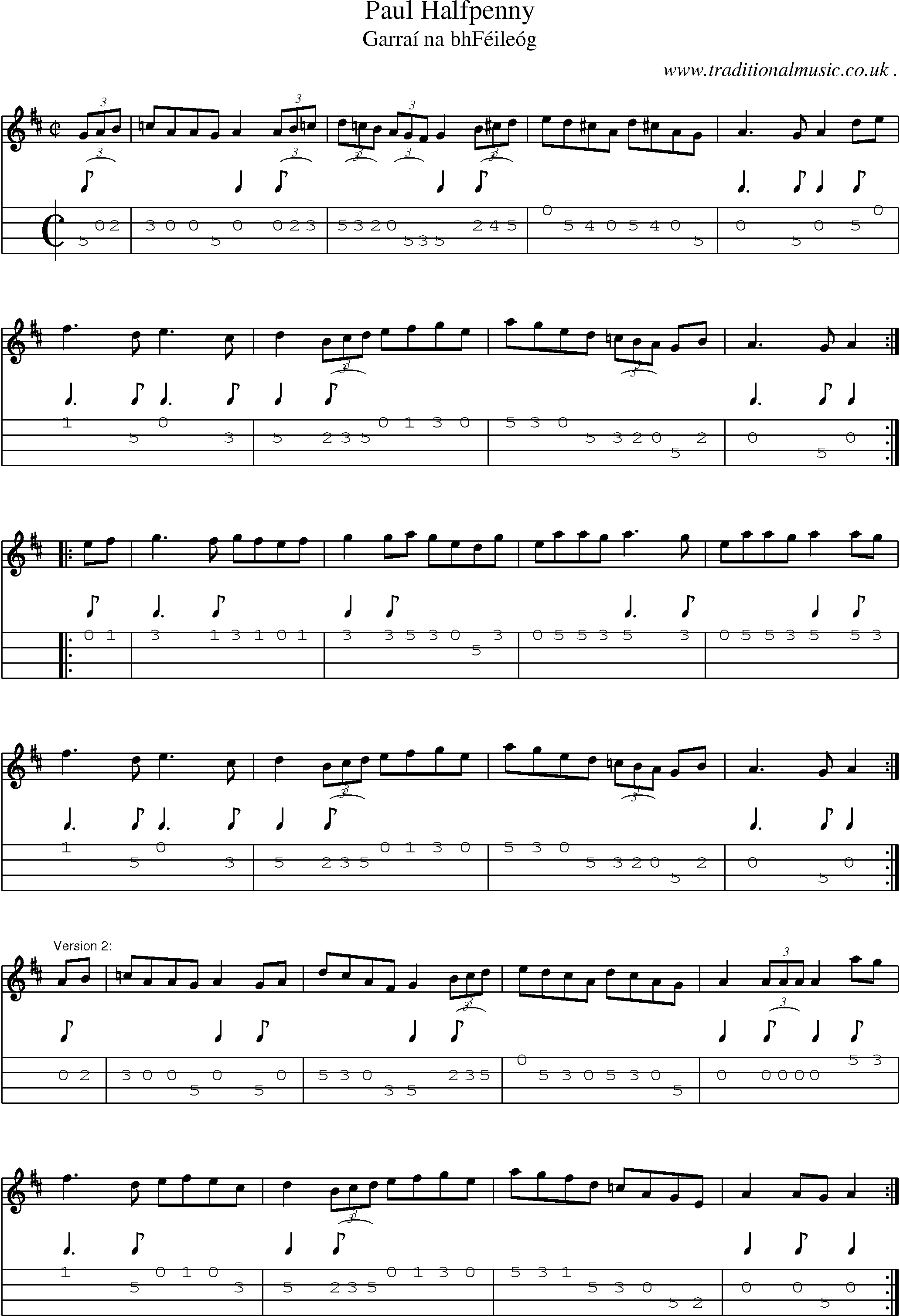 Sheet-Music and Mandolin Tabs for Paul Halfpenny