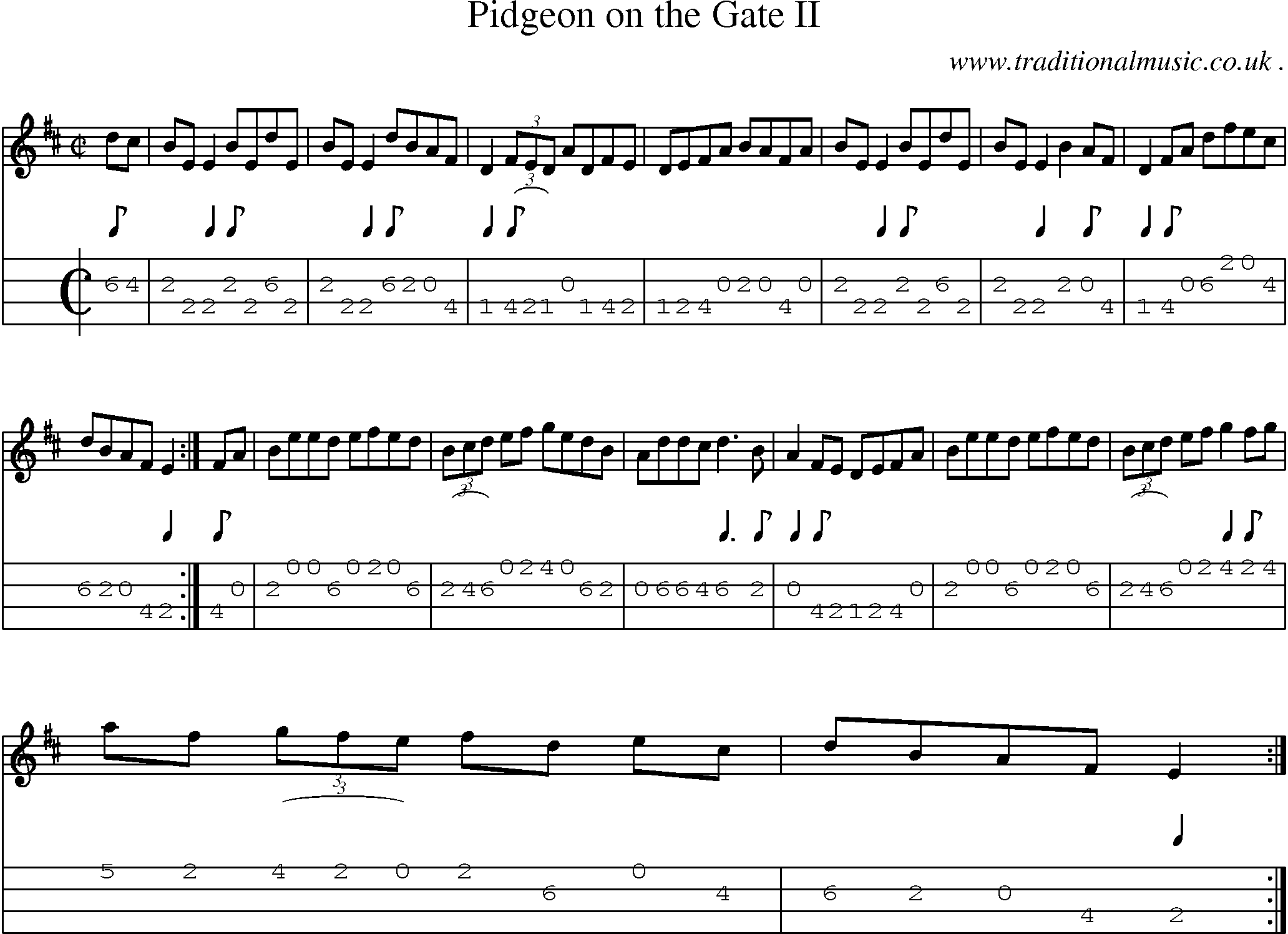 Sheet-Music and Mandolin Tabs for Pidgeon On The Gate Ii