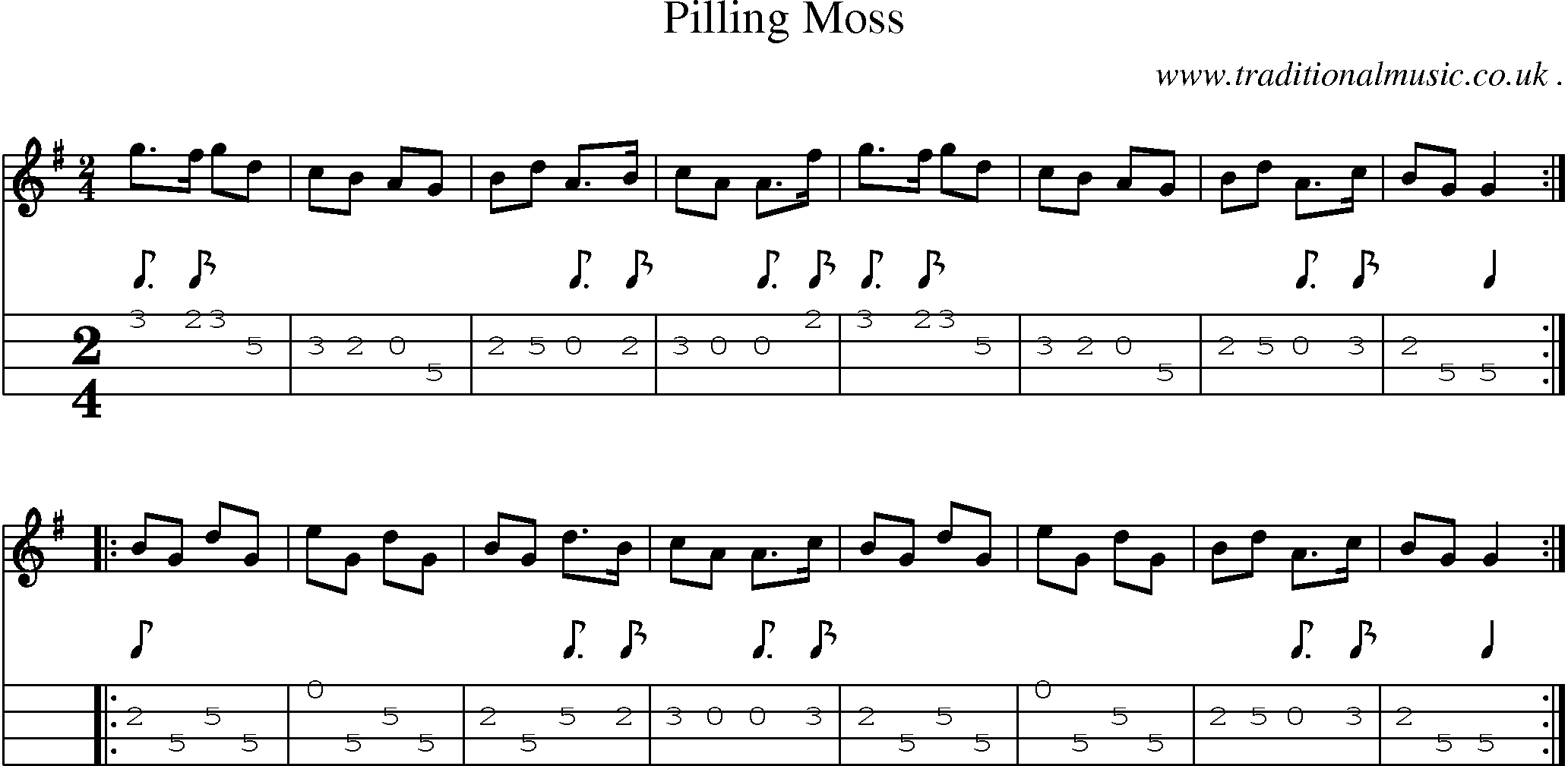 Sheet-Music and Mandolin Tabs for Pilling Moss
