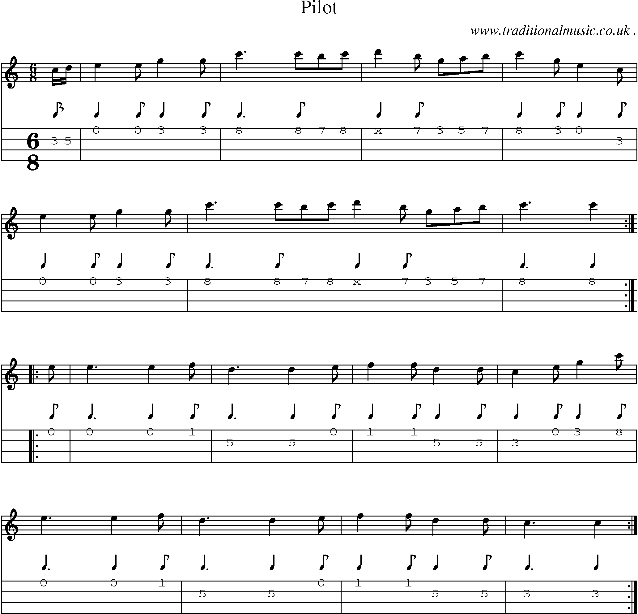 Sheet-Music and Mandolin Tabs for Pilot