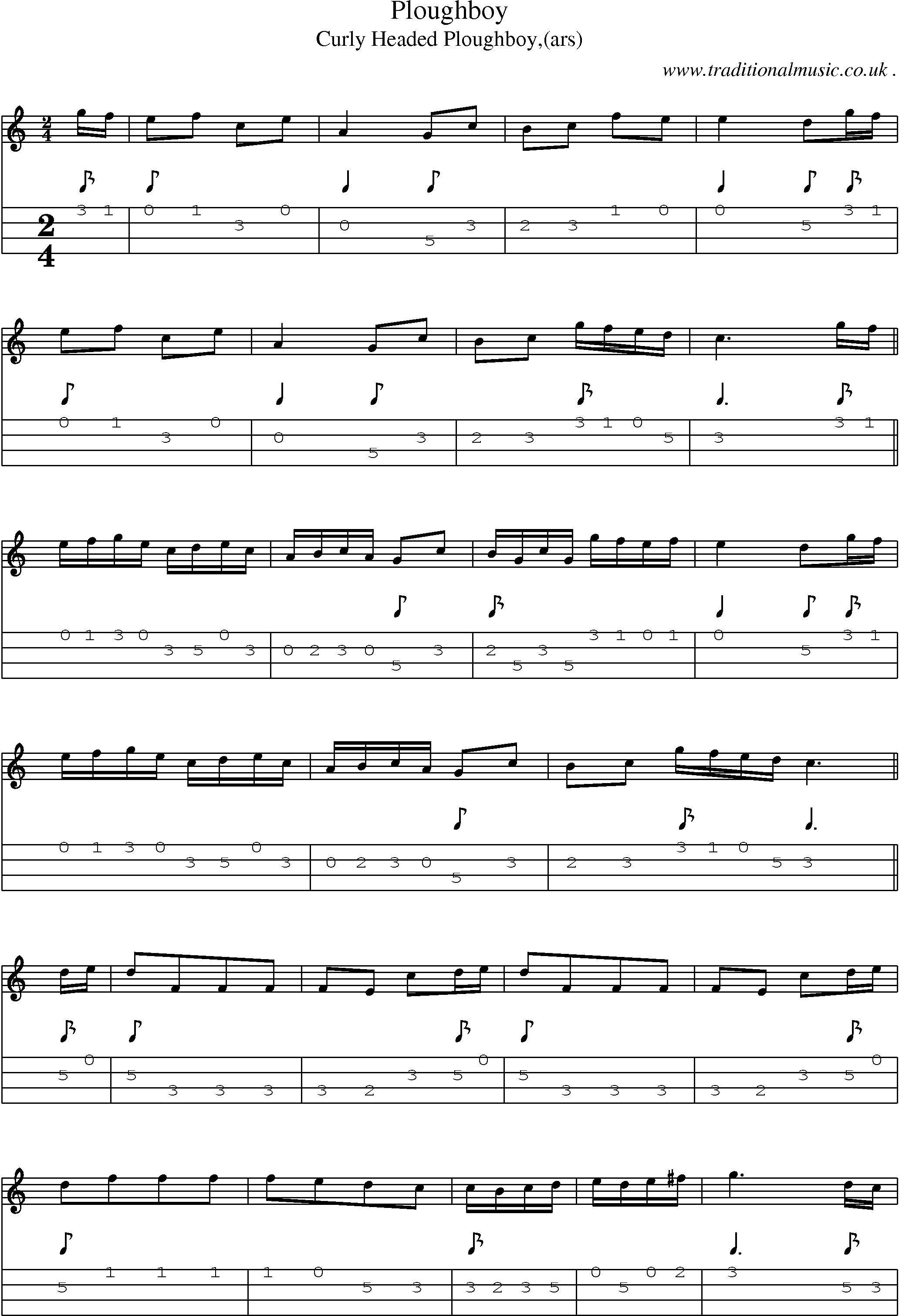 Sheet-Music and Mandolin Tabs for Ploughboy