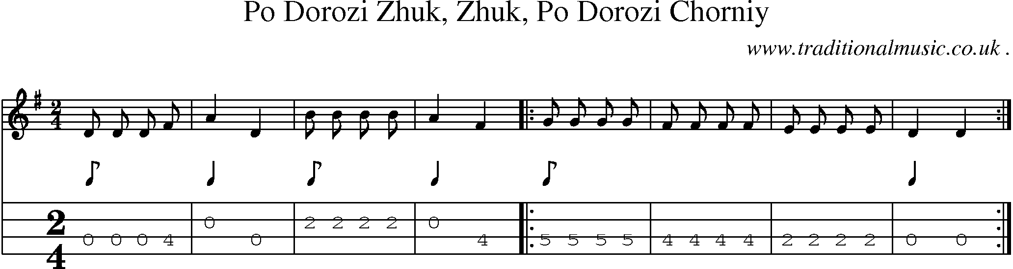 Sheet-Music and Mandolin Tabs for Po Dorozi Zhuk Zhuk Po Dorozi Chorniy
