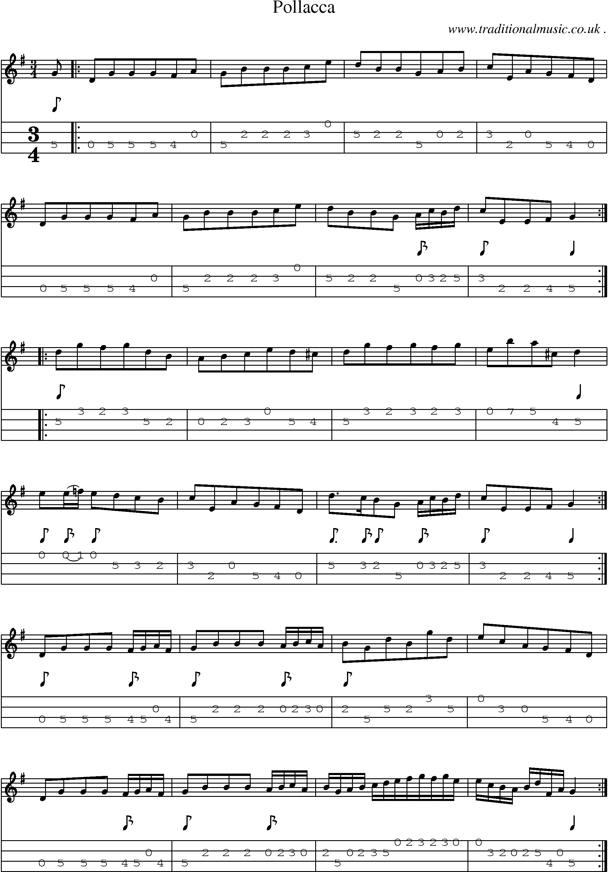 Sheet-Music and Mandolin Tabs for Pollacca