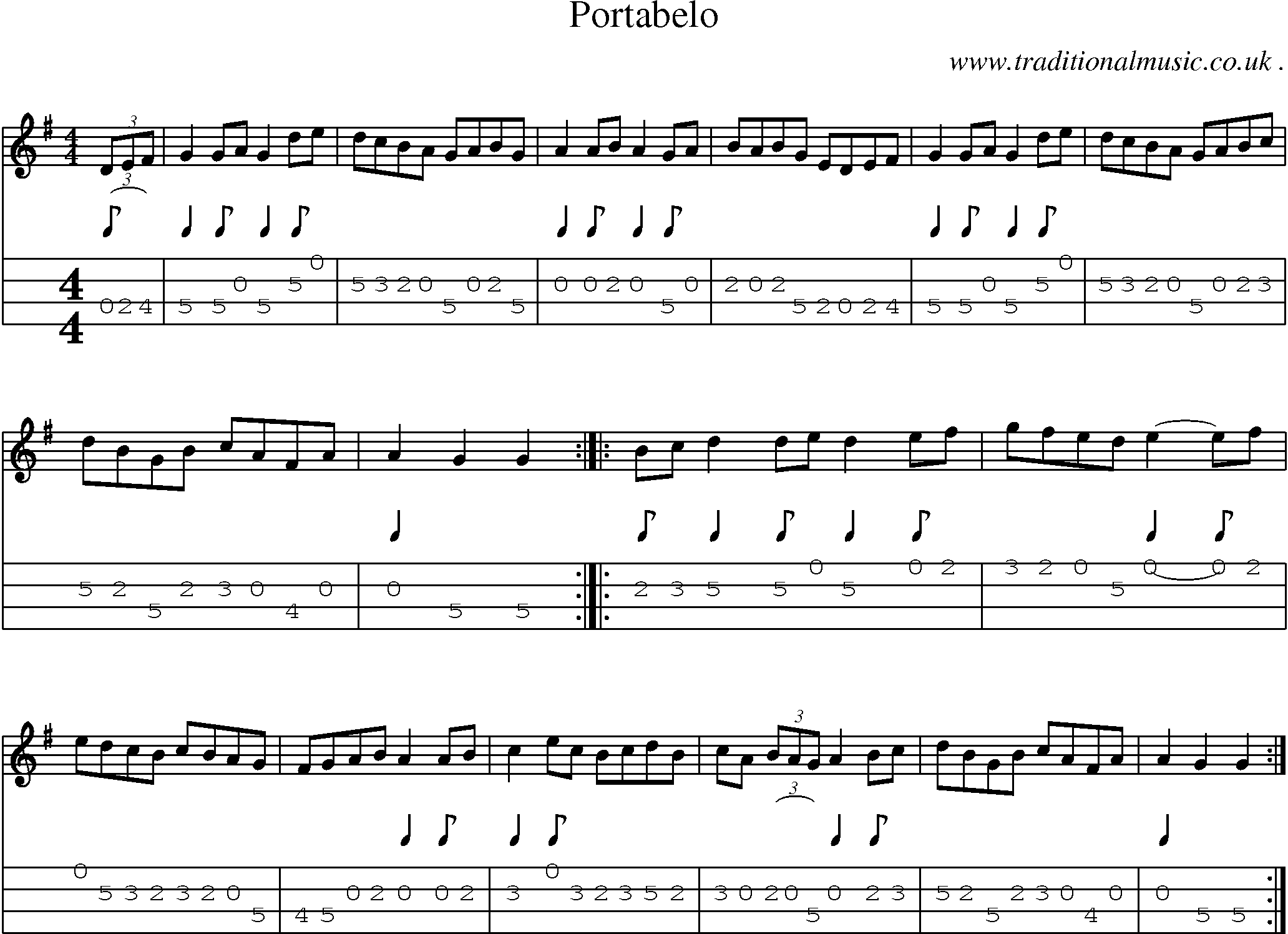 Sheet-Music and Mandolin Tabs for Portabelo