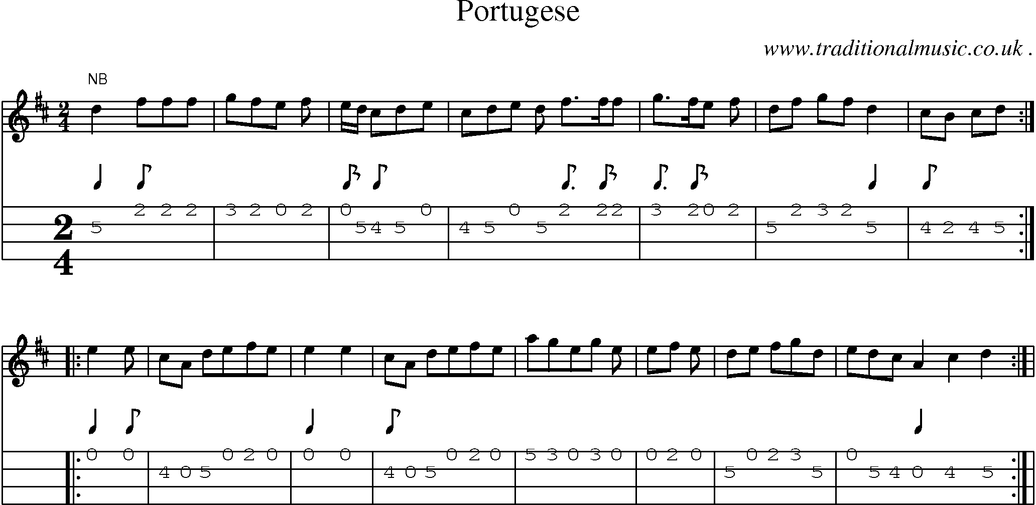 Sheet-Music and Mandolin Tabs for Portugese